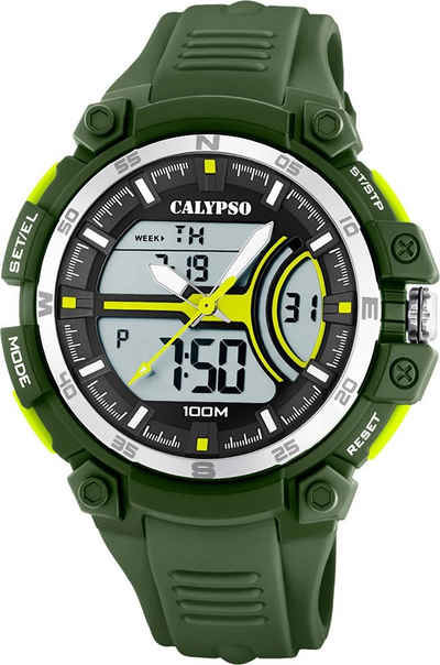 CALYPSO WATCHES Digitaluhr Calypso Herren Jugend Uhr Analog-Digital, (Armbanduhr), Herren, Jugend Armbanduhr rund, Kunststoffarmband grün, Sport