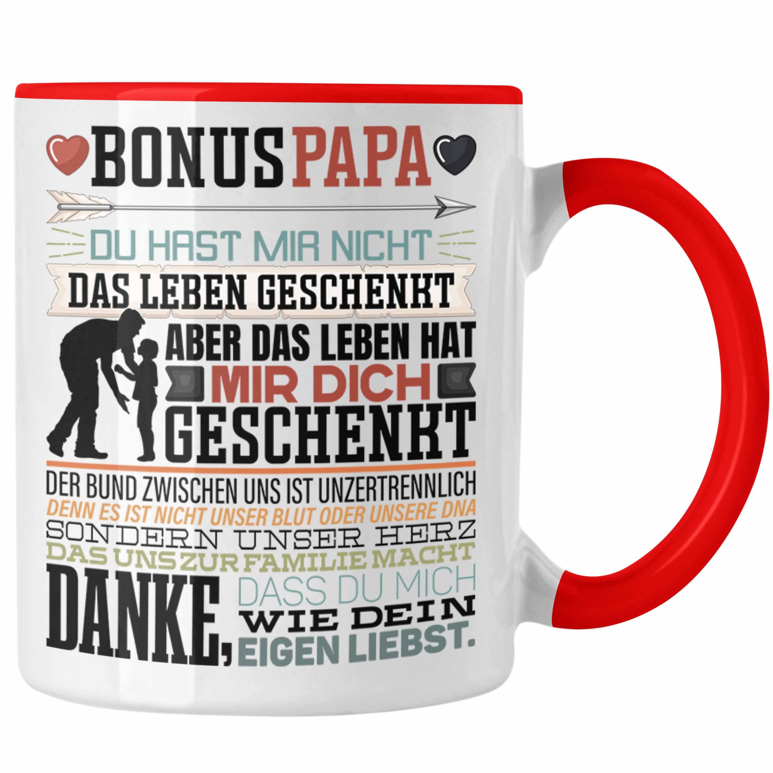 Trendation Tasse Bonus Papa Tasse Stiefvater Geschenk Stiefvater Vatertag Lustiger Spr Rot