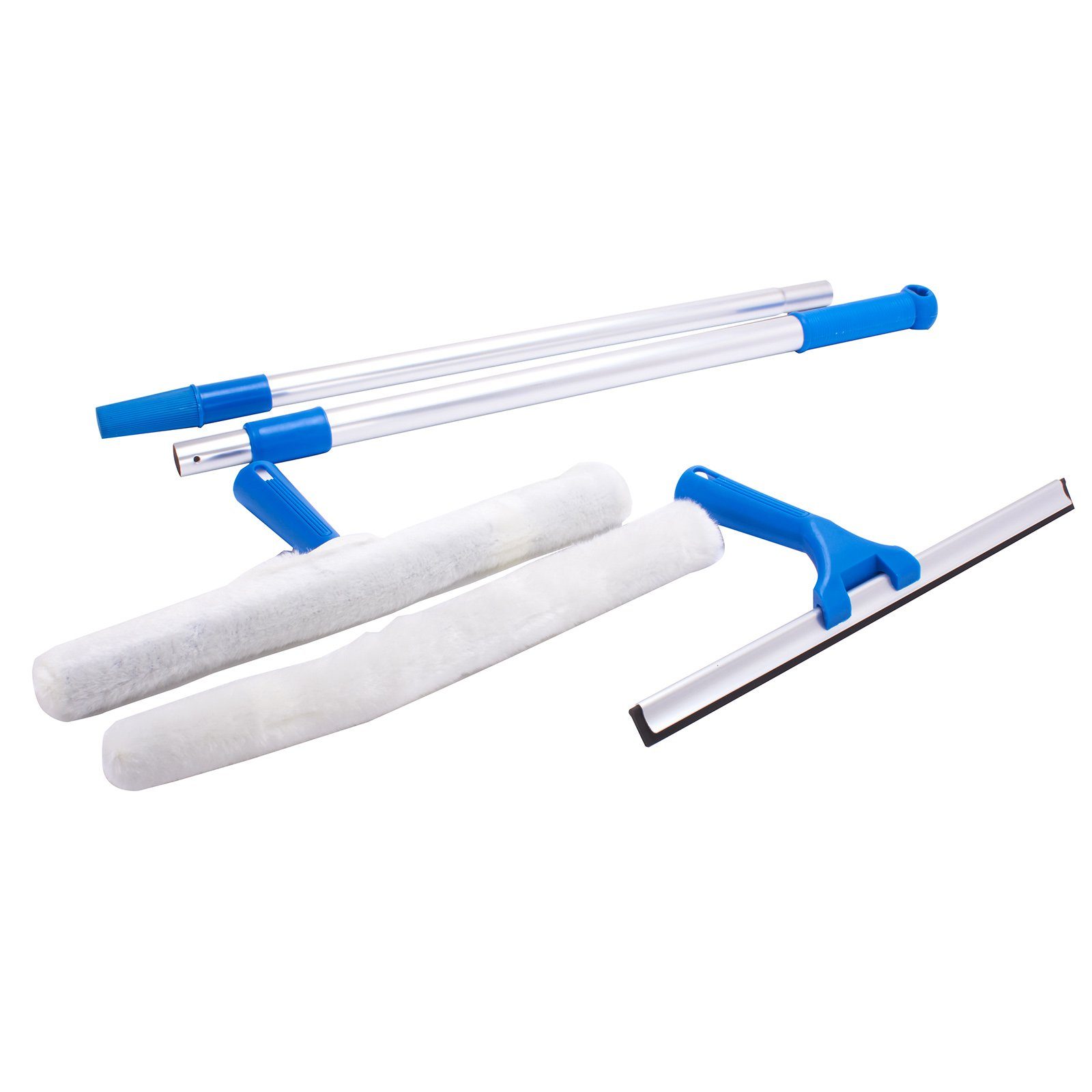 MSV Wischmopp Fensterreinigungs-Set PROFI, Fenster, Spiegel, Glasflächen, (5-tlg., bestehend aus: Einwascher, 2 x Microfaser-Bezug, Abzieher, ausziehbarer Teleskopstiel), Fensterreinigungs-Set, Einwascher mit Microfaserbezug, Abzieher, ausziehbare Telesko