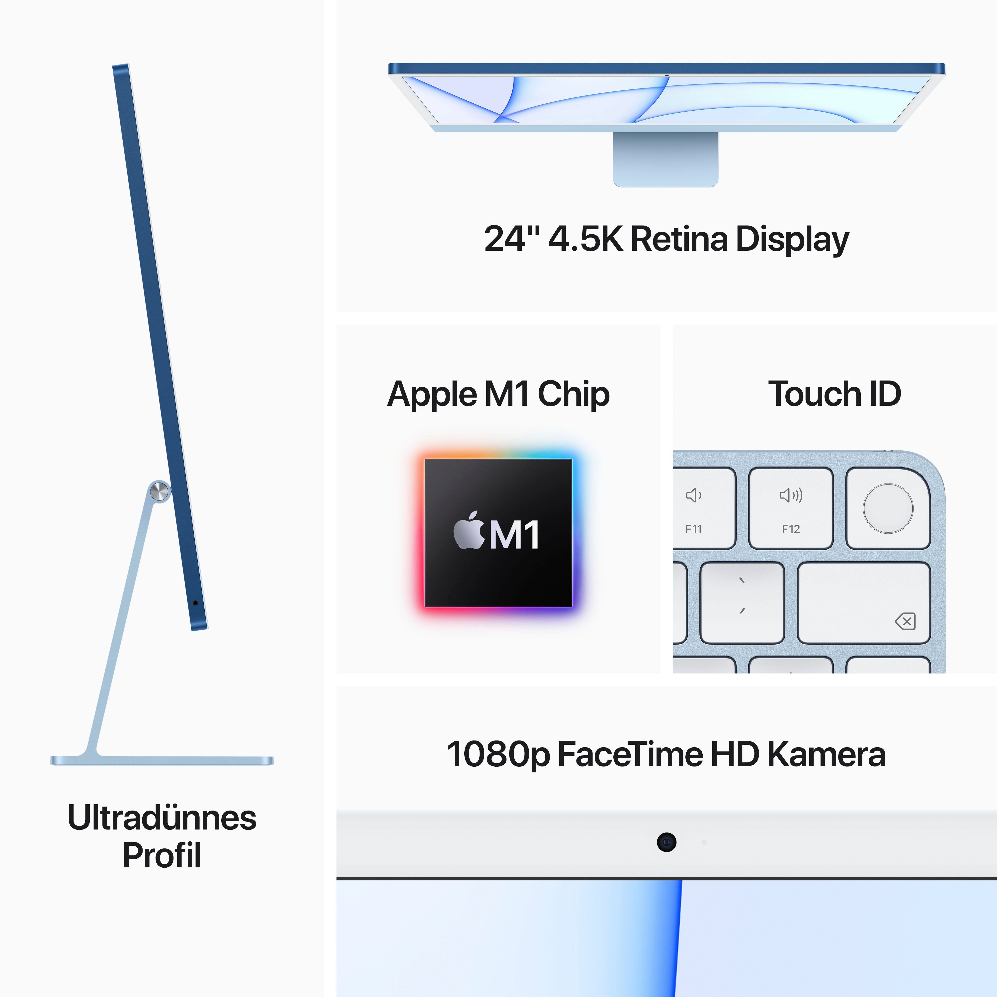 Apple iMac 8 4,5K GB Zoll, SSD) mit (24 256 rosé Apple GPU, RAM, 7-Core GB Retina M1, 24" Display iMac