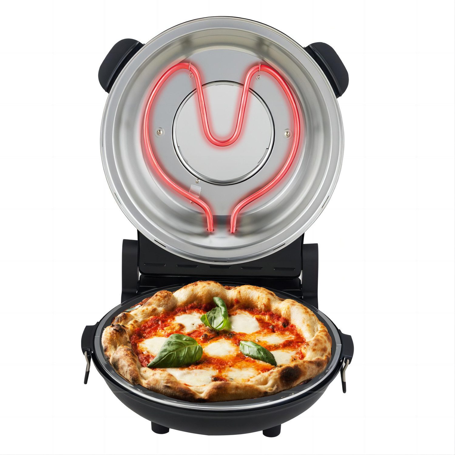 Adler Pizzaofen AD 6314 400 Grad Keramikstein, Keramikstein, zwei Heizelemente
