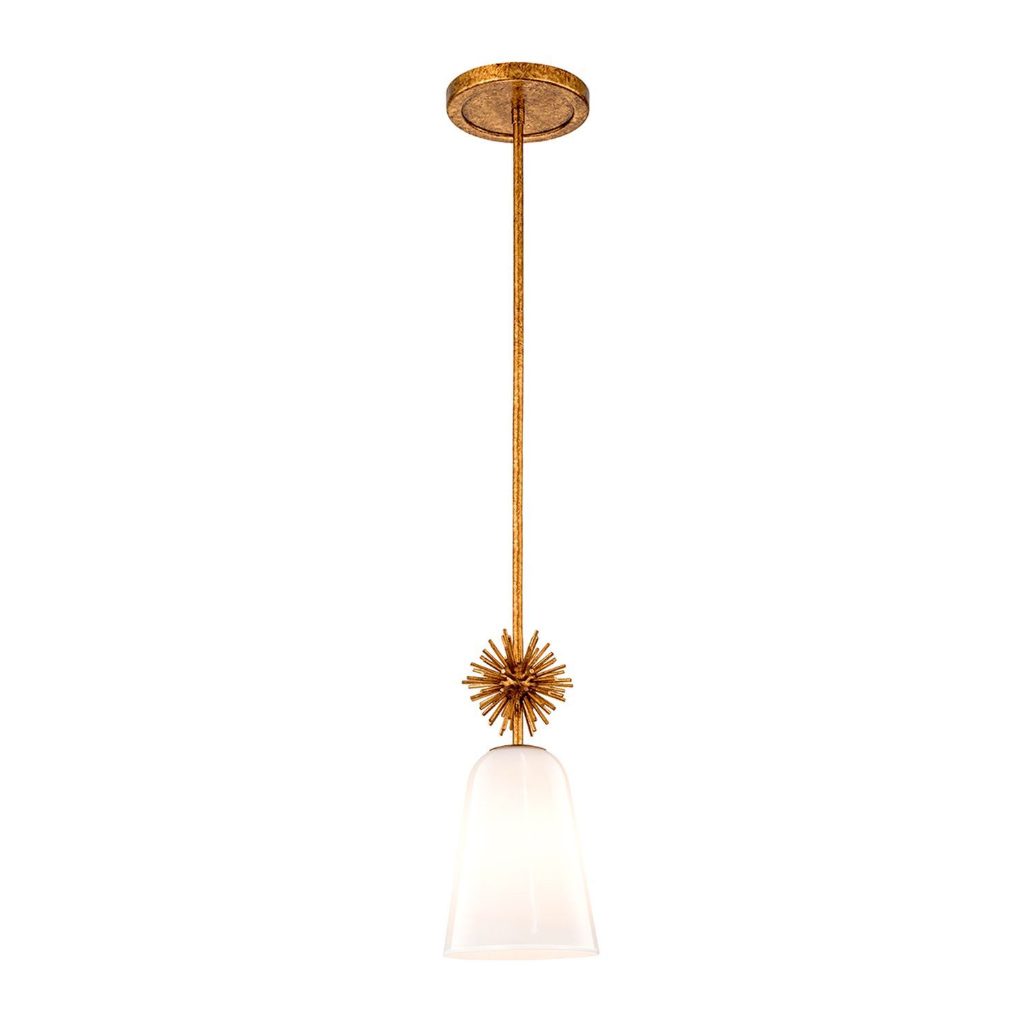 Licht-Erlebnisse Pendelleuchte SAMI, ohne Leuchtmittel, Glas Metall H: max. 142,2 cm rund D: 18,4 cm in Gold Antik Weiß E27