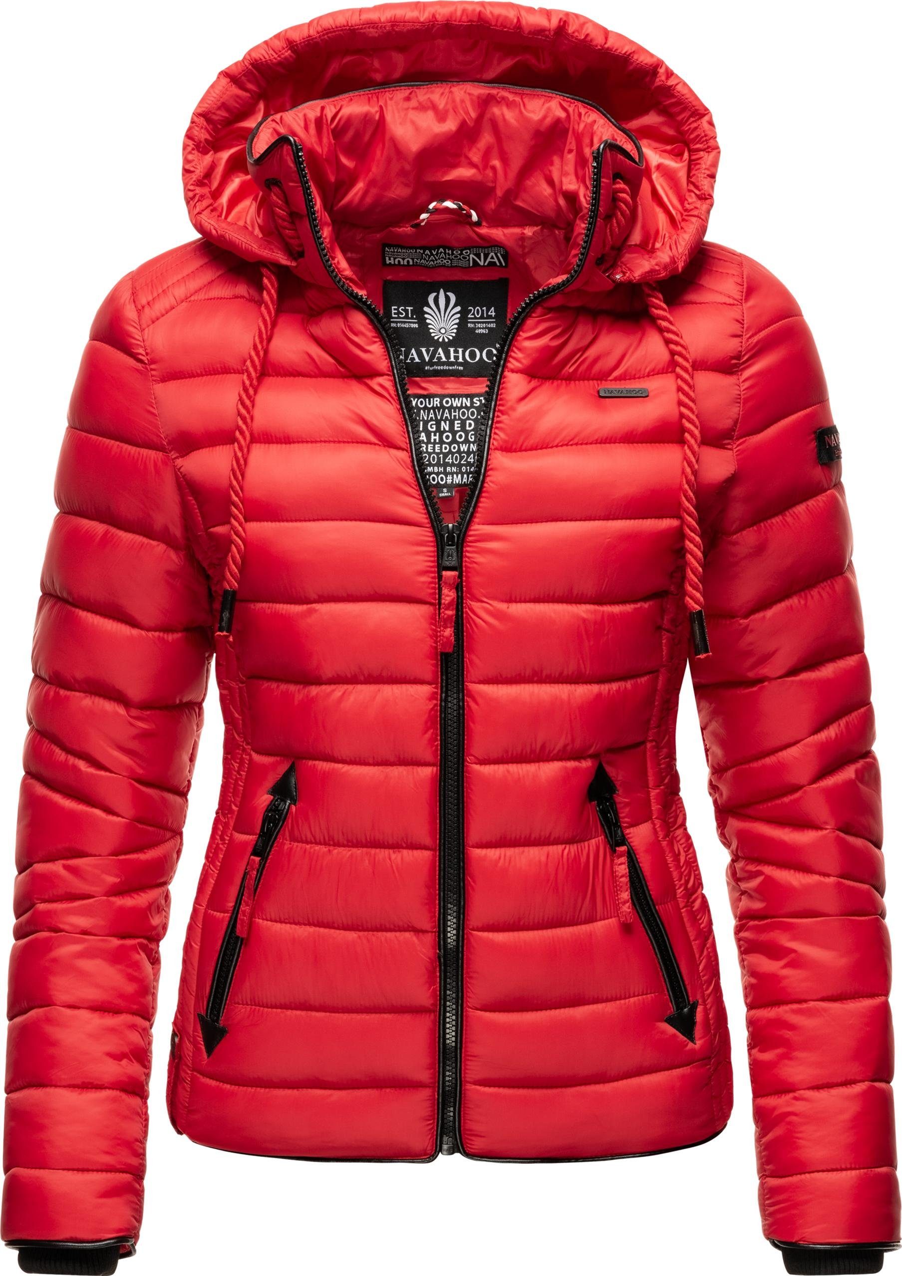 Navahoo Steppjacke Lulana leichte Übergangsjacke mit Kapuze rot