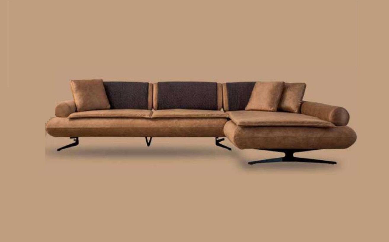 JVmoebel Ecksofa Ecksofa L-Form Sofa Luxus Eck Kunstleder Wohnzimmer Polyester Braun, 1 Teile | Ecksofas