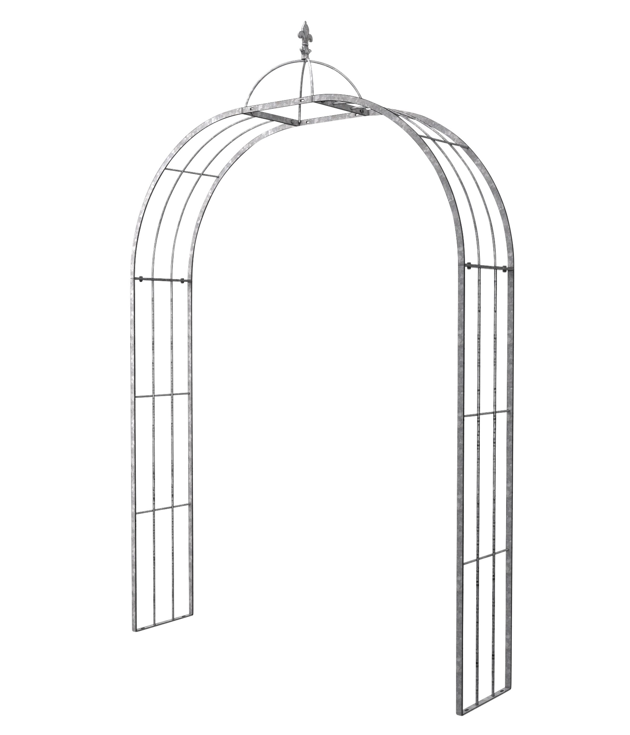 Dehner Rosenbogen Aufsatz, 45 x 40 x 40 cm, Metall, dunkelgrau, verspielte Rosenbogen-Spitze, frostbeständig