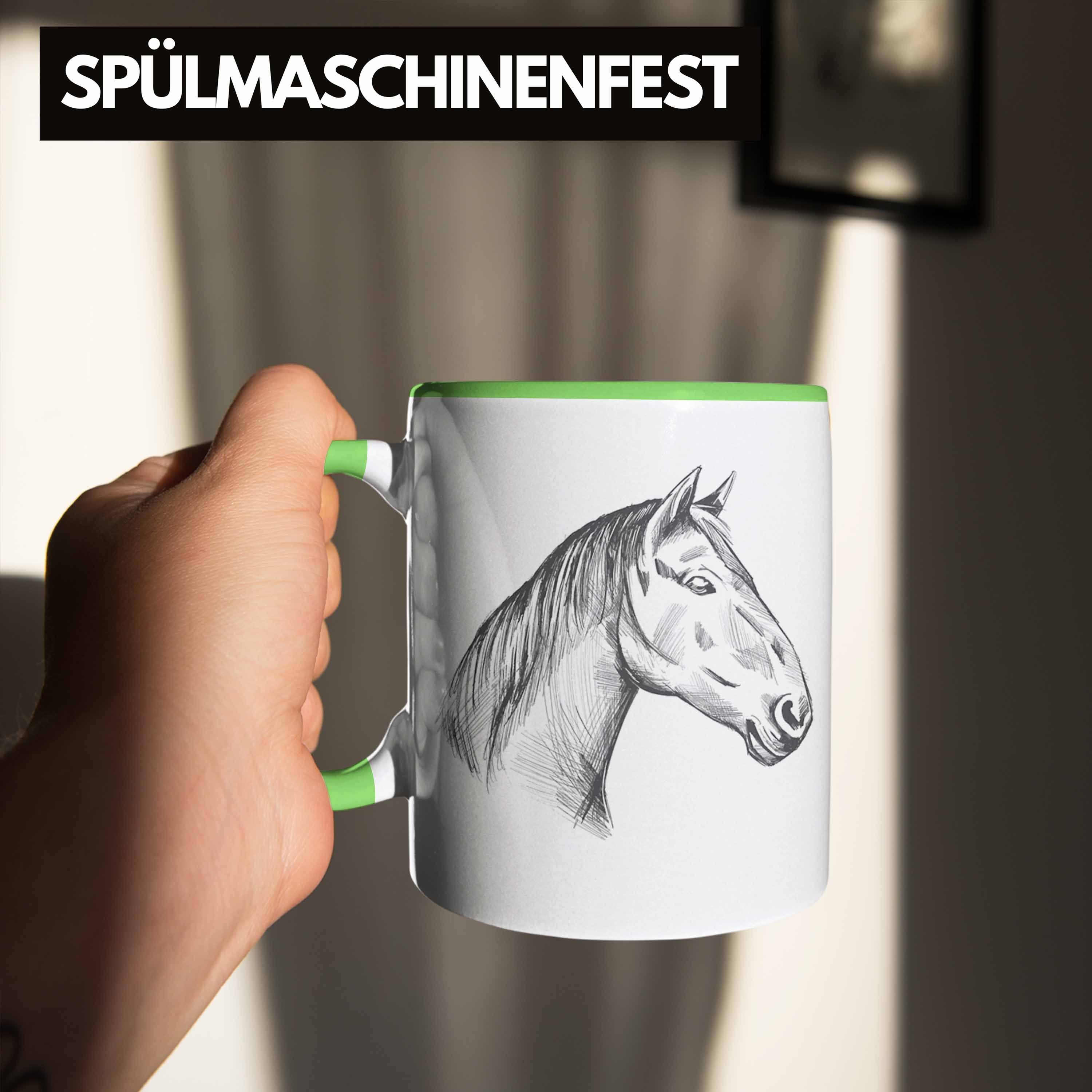 Pferde Geschenke Pferde Reiterin Pferdeliebhaber Grün Mädchen Tasse Tasse Trendation Lustig Geschenk