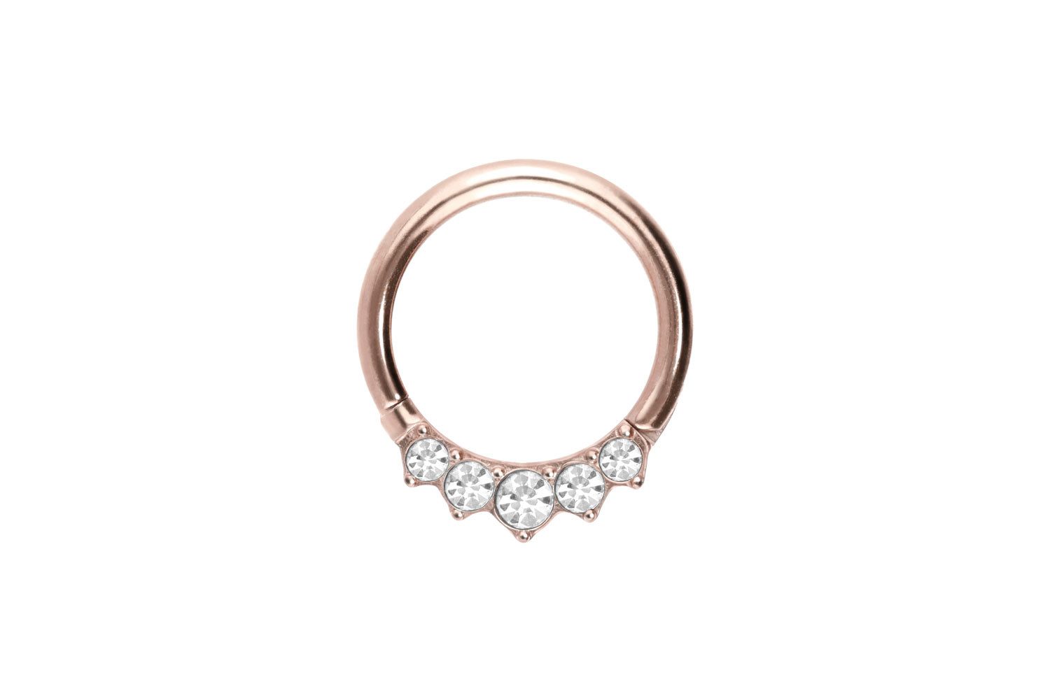 Nasenpiercing Titan Segmentring Clicker 5 EINGEFASSTE KRISTALLE Ohrpiercing Septum