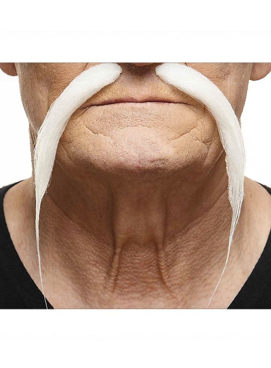 Metamorph Kostüm Fu Manchu Schnurrbart, Hochwertiger, selbstklebender Kunstbart aus Handarbeit