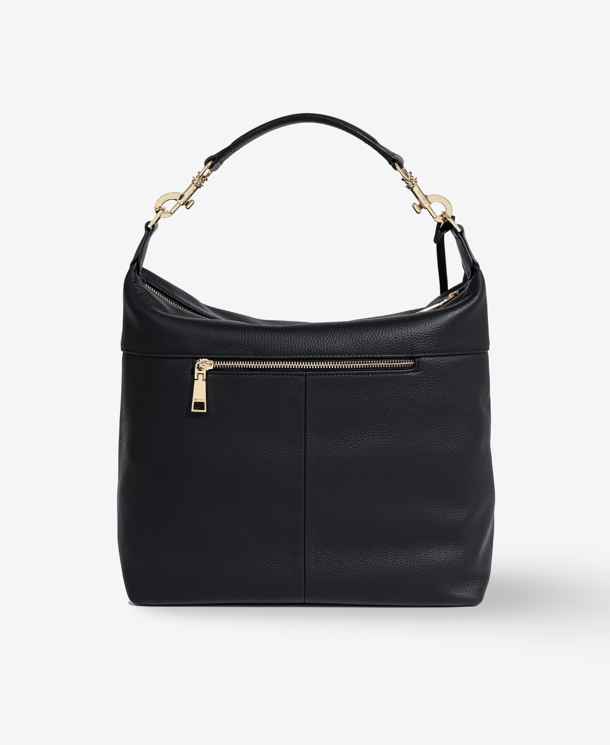 GLAMIRA Schultertasche Lysandra Schwarze Schultertasche (1-tlg), echt Leder, mit geräumigem Hauptfach
