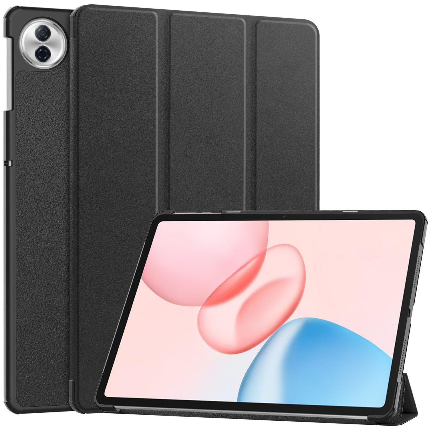 Wigento Tablet-Hülle Für Honor Pad 10 12.1 Zoll 3folt Wake Smart Cover Tasche Hülle Schwarz, 3-Fach Halterung, Kratzfest, Leicht