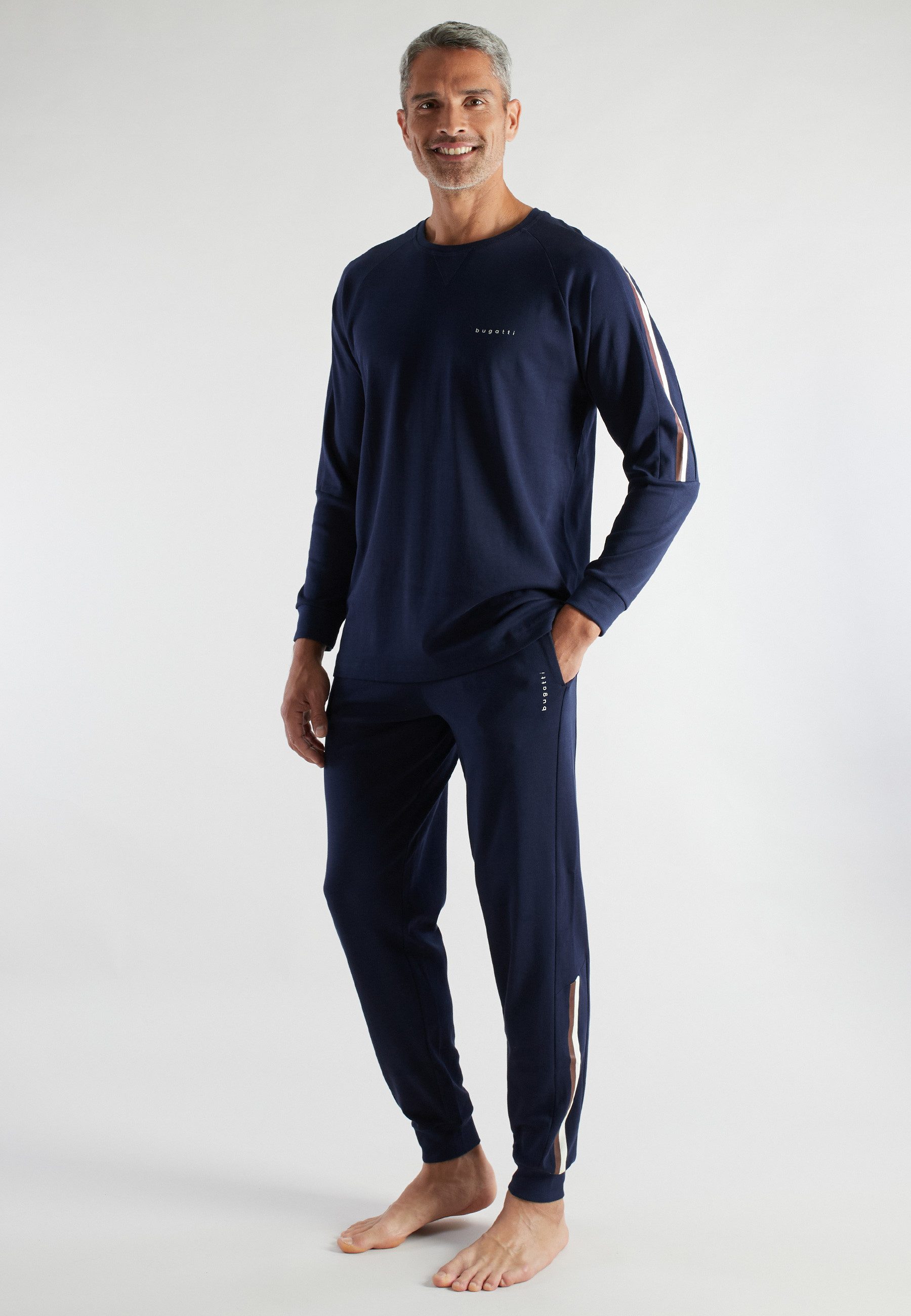 bugatti Pyjama BUGATTI Herren Pyjama blau uni (1 tlg) günstig online kaufen
