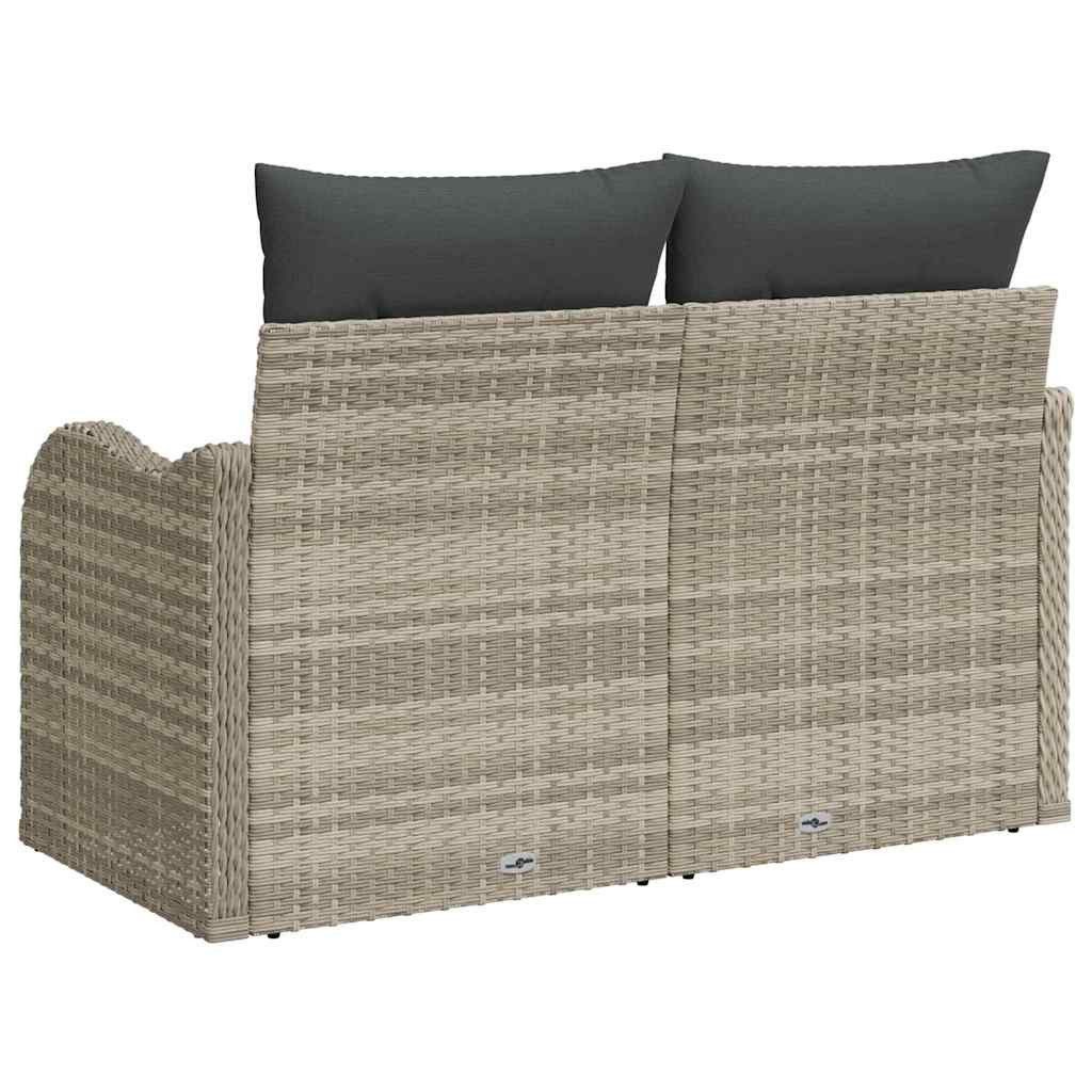vidaXL Loungesofa Gartensofa mit Kissen Hellgrau 121 x 62 x 69cm Poly-Rattan, 1 Teile