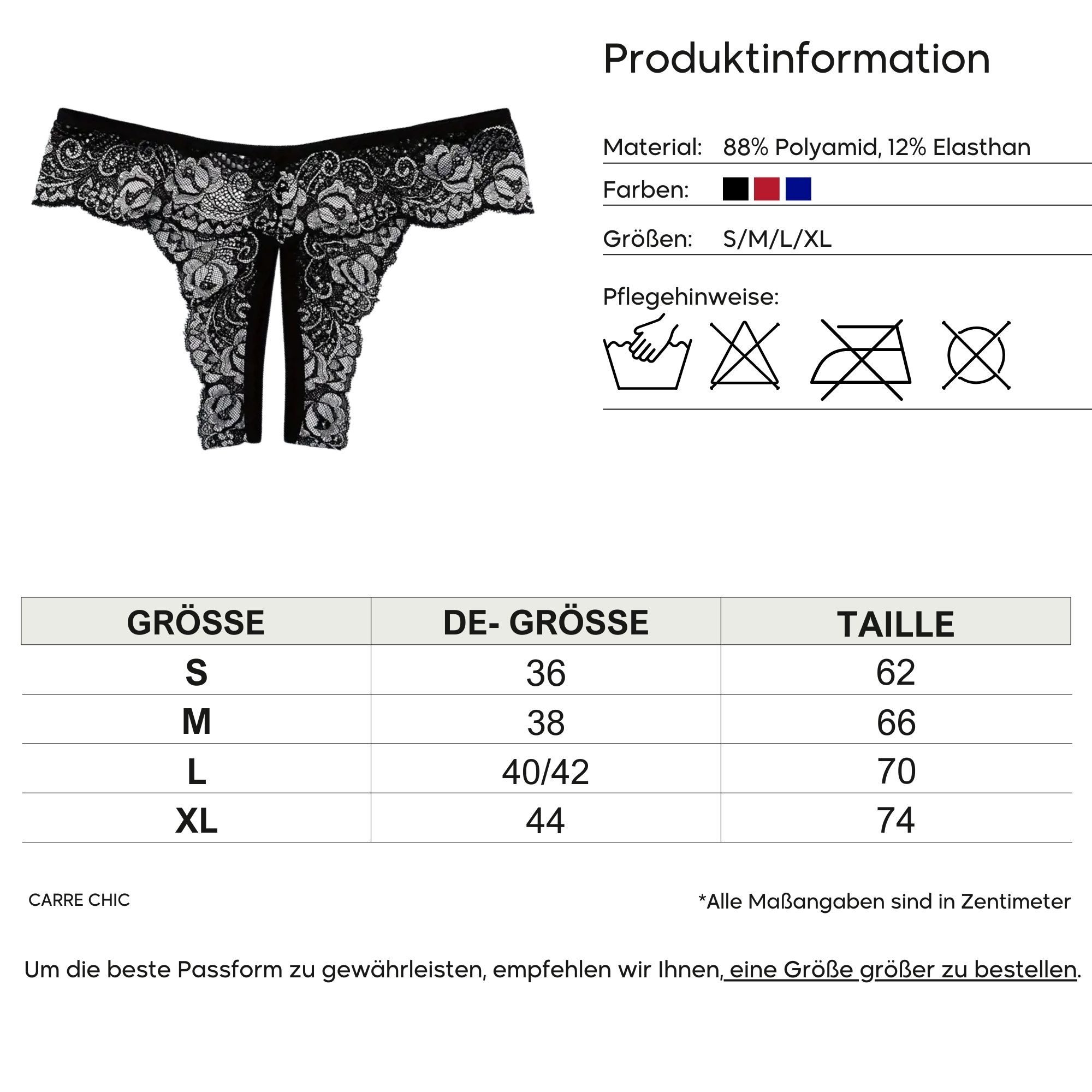 Elegant Love Slip-Ouvert Unterwäsche aus Spitze, Tanga mit offenem Schritt, Geblümte Dessous Damen-Unterhosen, V-Strings und Elegante Pantys – Sinnliche Reizwäsche