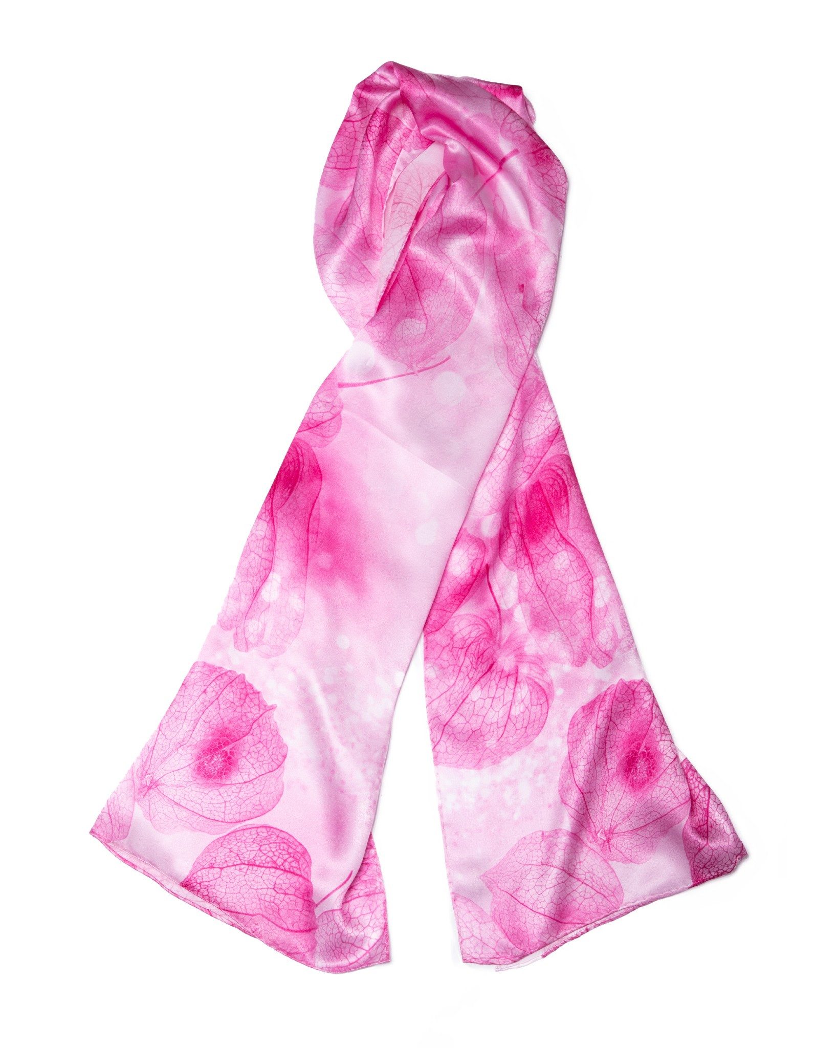 MayTree Seidenschal Physalis pink 55 x 175 cm, (Stück), Seidentuch 100% Seide