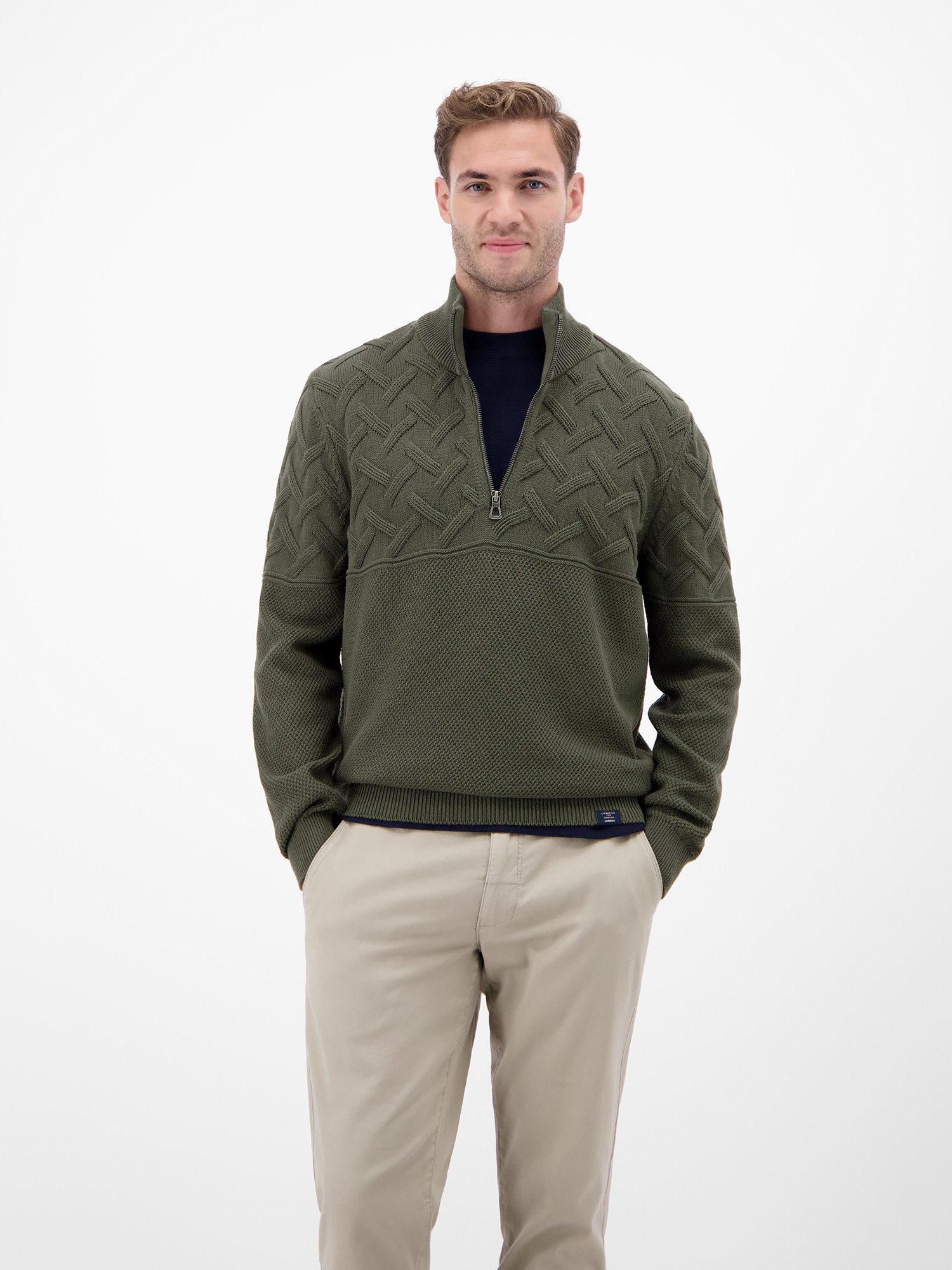 Strickpullover Herren-Troyer mit Jacquardmuster