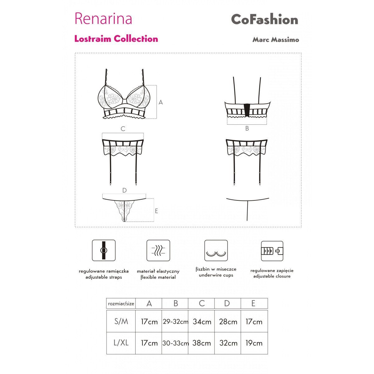 CoFashion Lingerie Set: Schalen-BH schwarz CF (L/XL,S/M) Renarina Set 