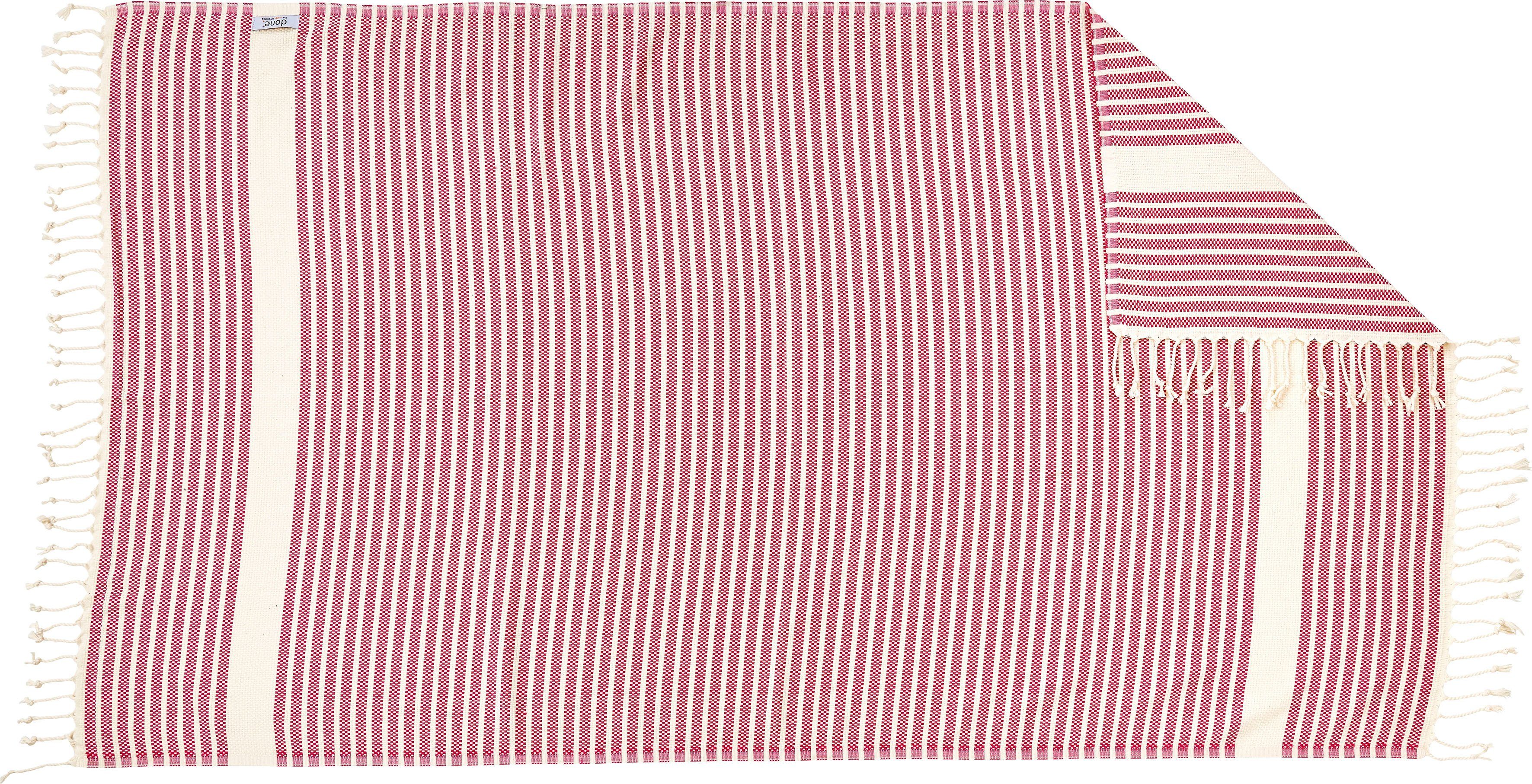 Plaid Lounge Stripes, geknoteten done.®, Plaid mit weinrot/beige Leichtes Fransen