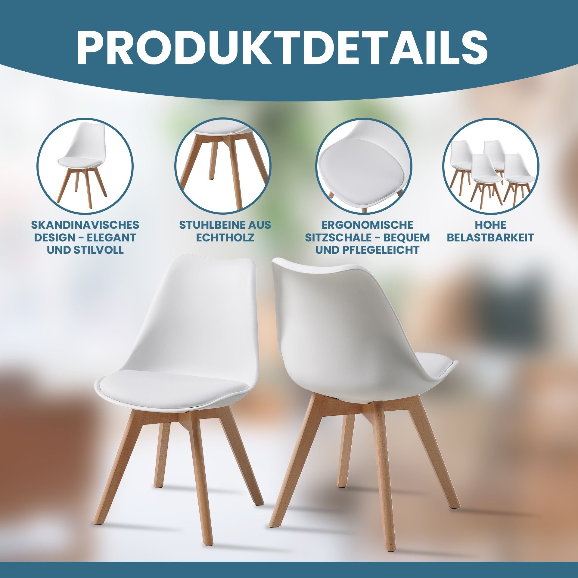 Albatros International Esszimmerstuhl Esszimmerstuhl Küchenstuhl AARHUS Wei günstig online kaufen