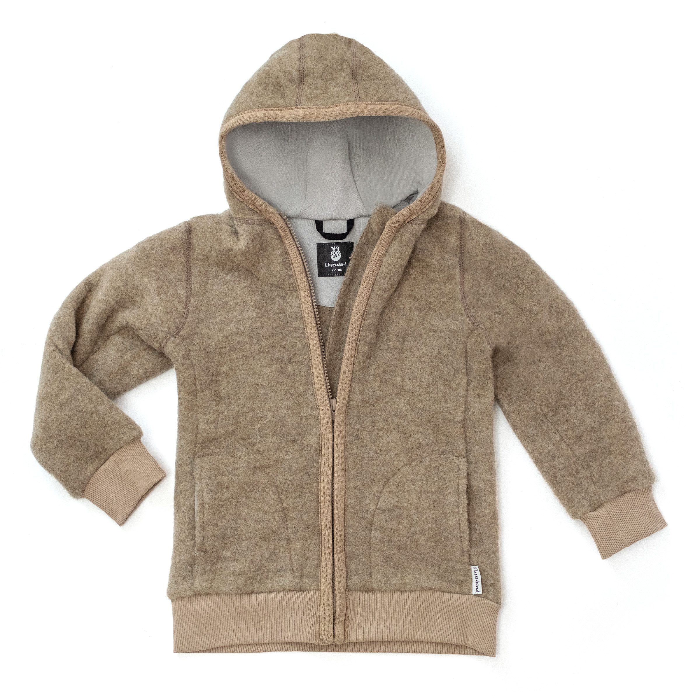 Ehrenkind Fleecejacke für Kinder aus feinster Bio-Merinowolle (Baby Jacke aus Merino Wollfleece, Fleecejacke Kinder) Atmungsaktiv & temperaturausgleichend, Wollfleece