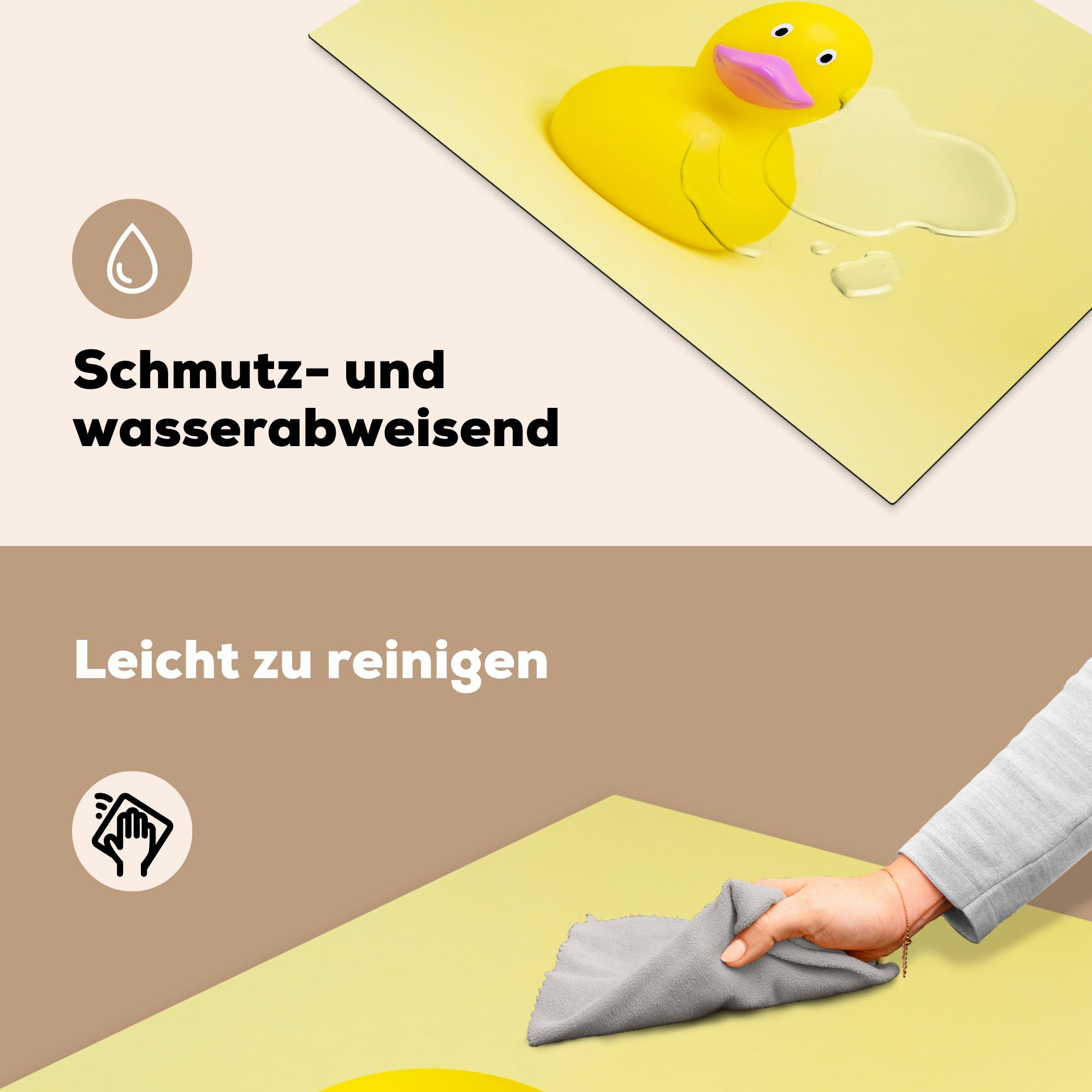 MuchoWow Herdblende-/Abdeckplatte Gummi-Ente Vinyl, Rosa, Ceranfeldabdeckung küche, (1 Induktionskochfeld Schutz 81x52 Gelb die cm, für - - tlg)