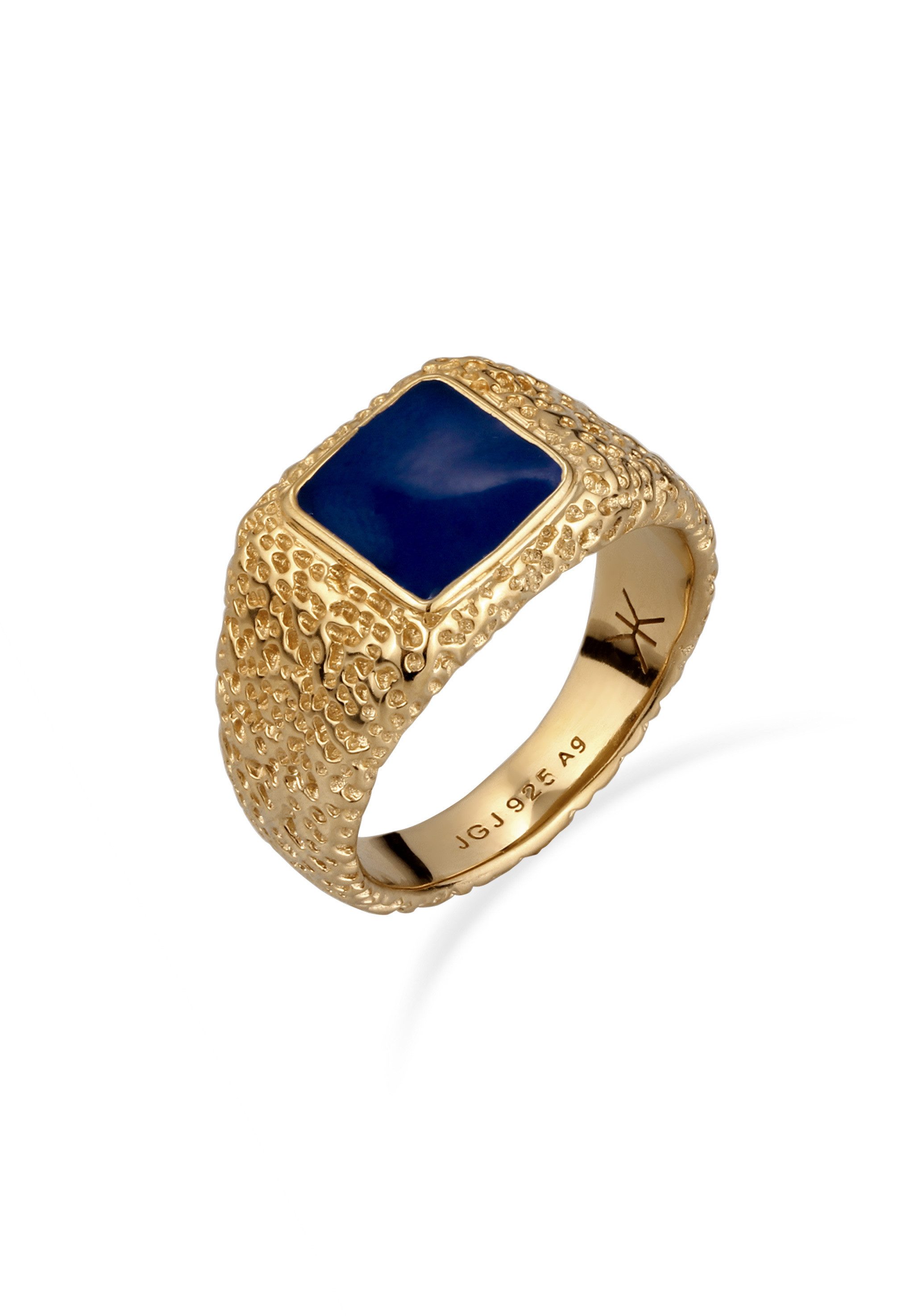 Kuzzoi Siegelring Sigelring Gehämmert Emaille 925 Sterling Silber vergoldet günstig online kaufen
