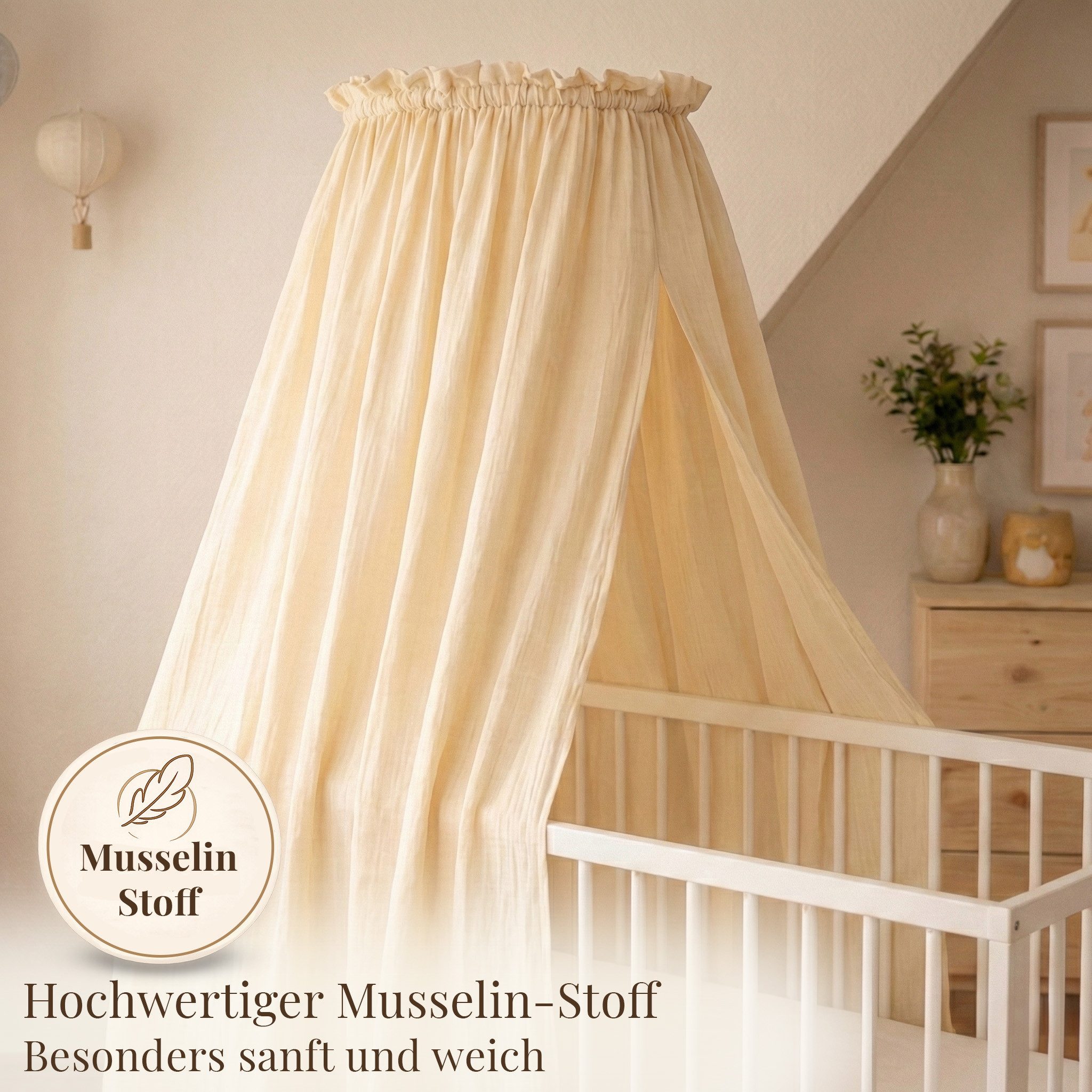 Babykajo Betthimmel Stoff + Ständer (Set, 1-tlg., in verschiedenen Varianten), Betthimmel Ständer mit Betthimmel für Babybetten – Bild 4 von 5