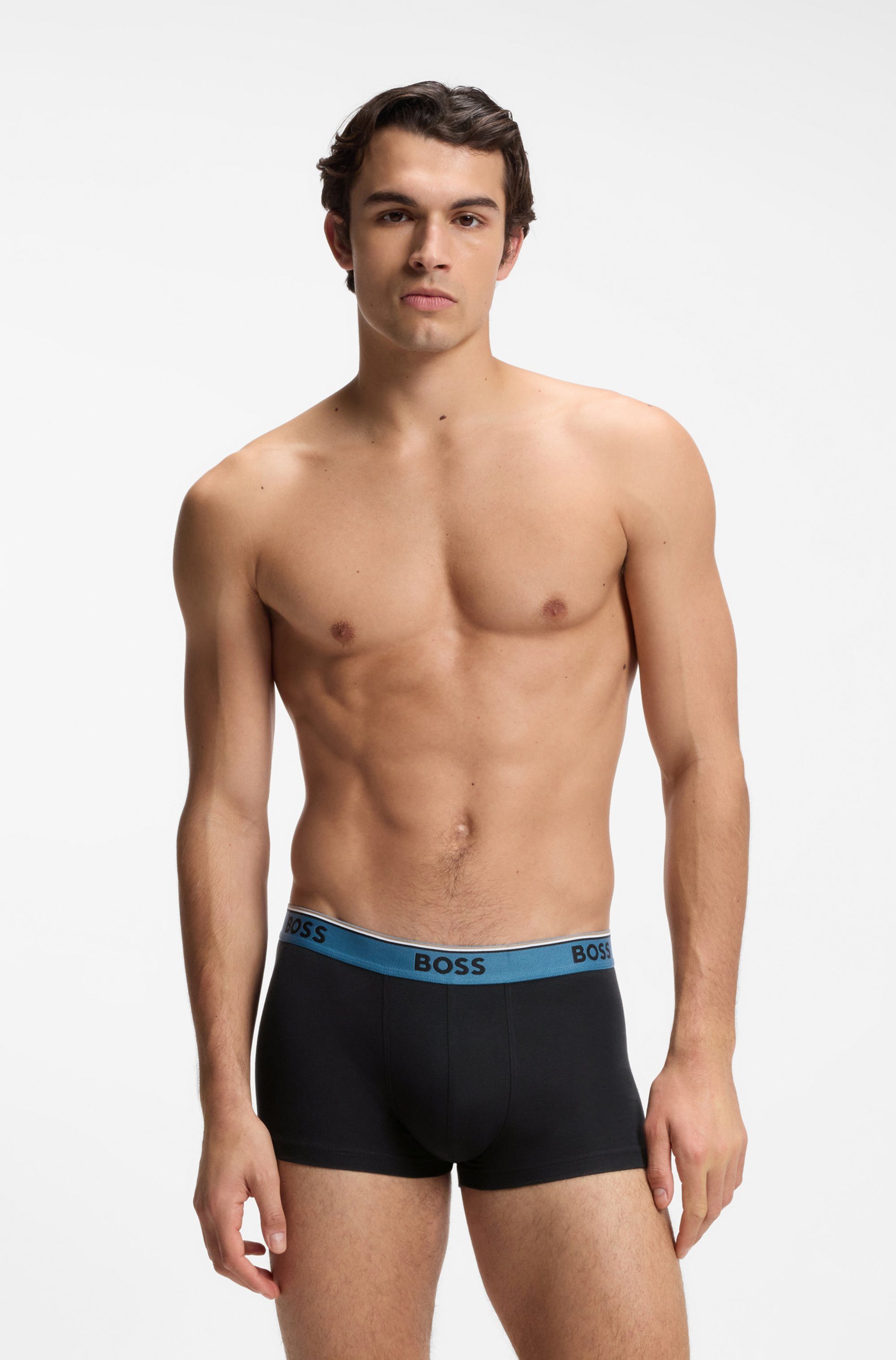 BOSS Trunk (Packung, 3-St) aus Stretch-Baumwolle mit Logo-Bund, mittlere Bundhöhe