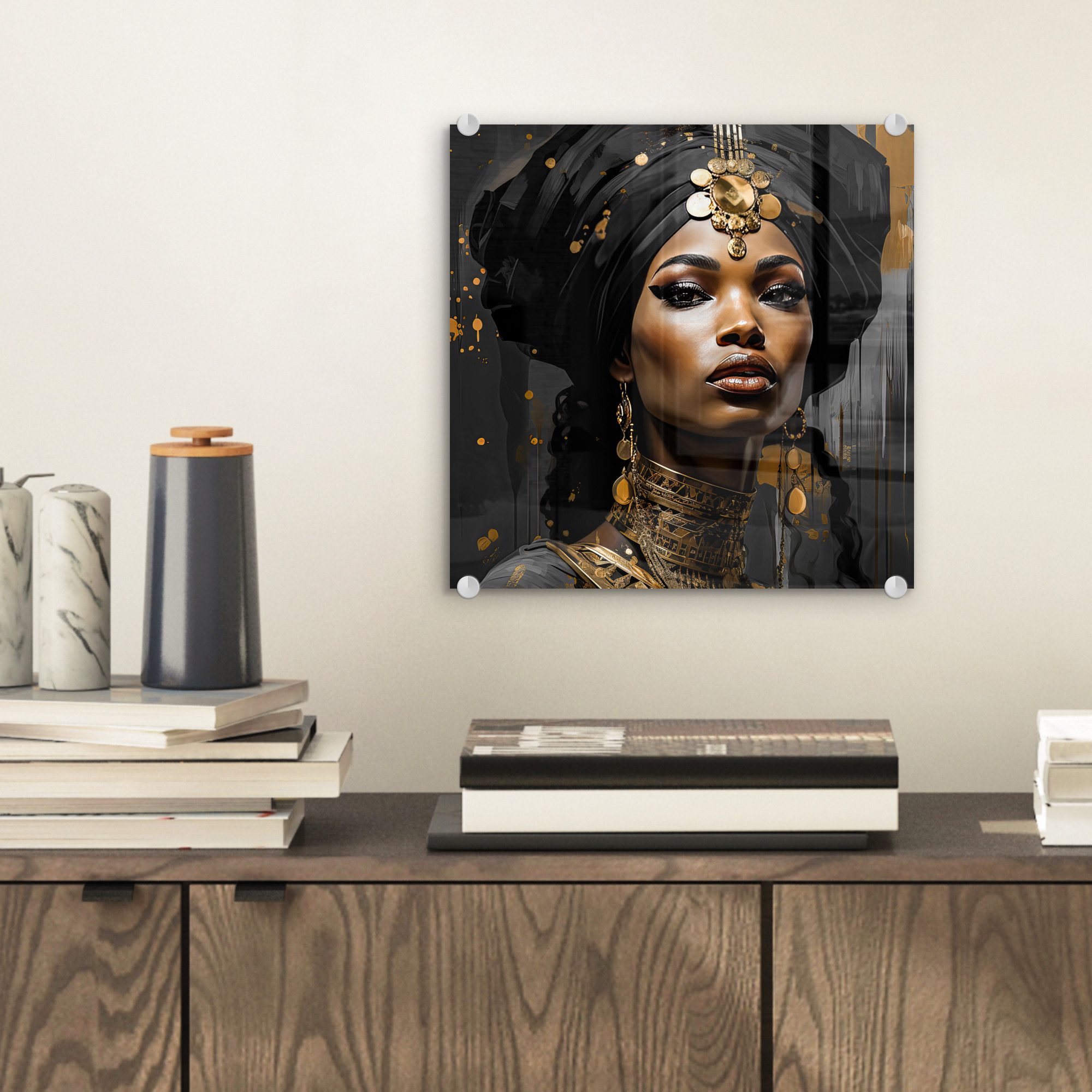 MuchoWow Acrylglasbild Frau - Gold - günstig online kaufen