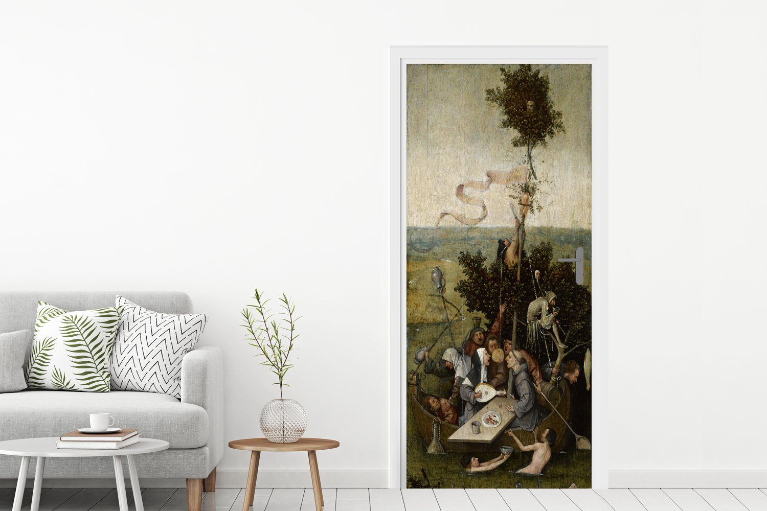 Schiff Gemälde der Tür, 75x205 Türtapete St), - Türaufkleber, cm Narren bedruckt, (1 Bosch, Fototapete Hieronymus Matt, von für MuchoWow