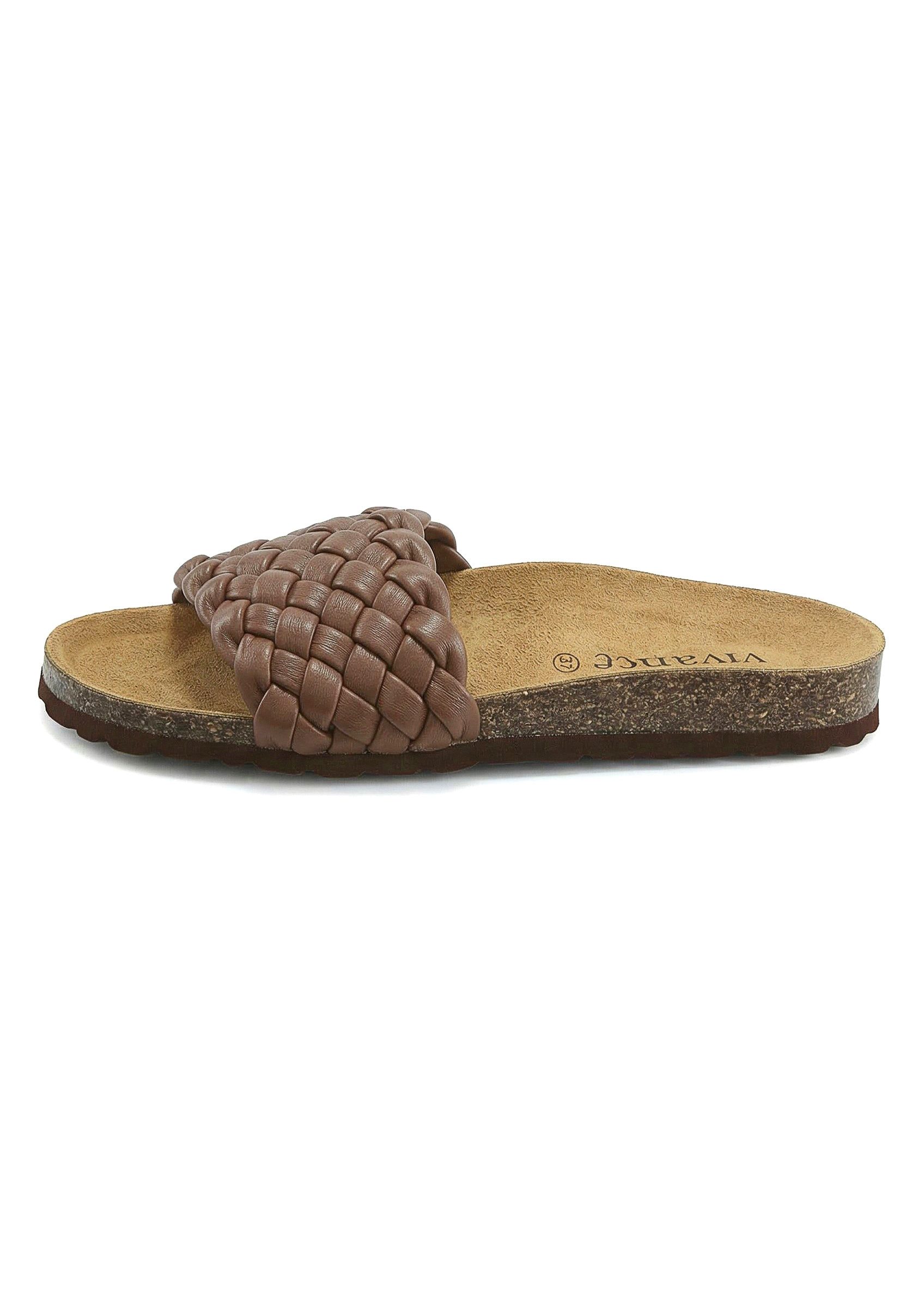 Vivance by Lascana Mule, Sandale, offener Schuh, Sommerschuh, Pantolette NEU mit komfortablem Korkfußbett & weicher Innensohle aus Leder