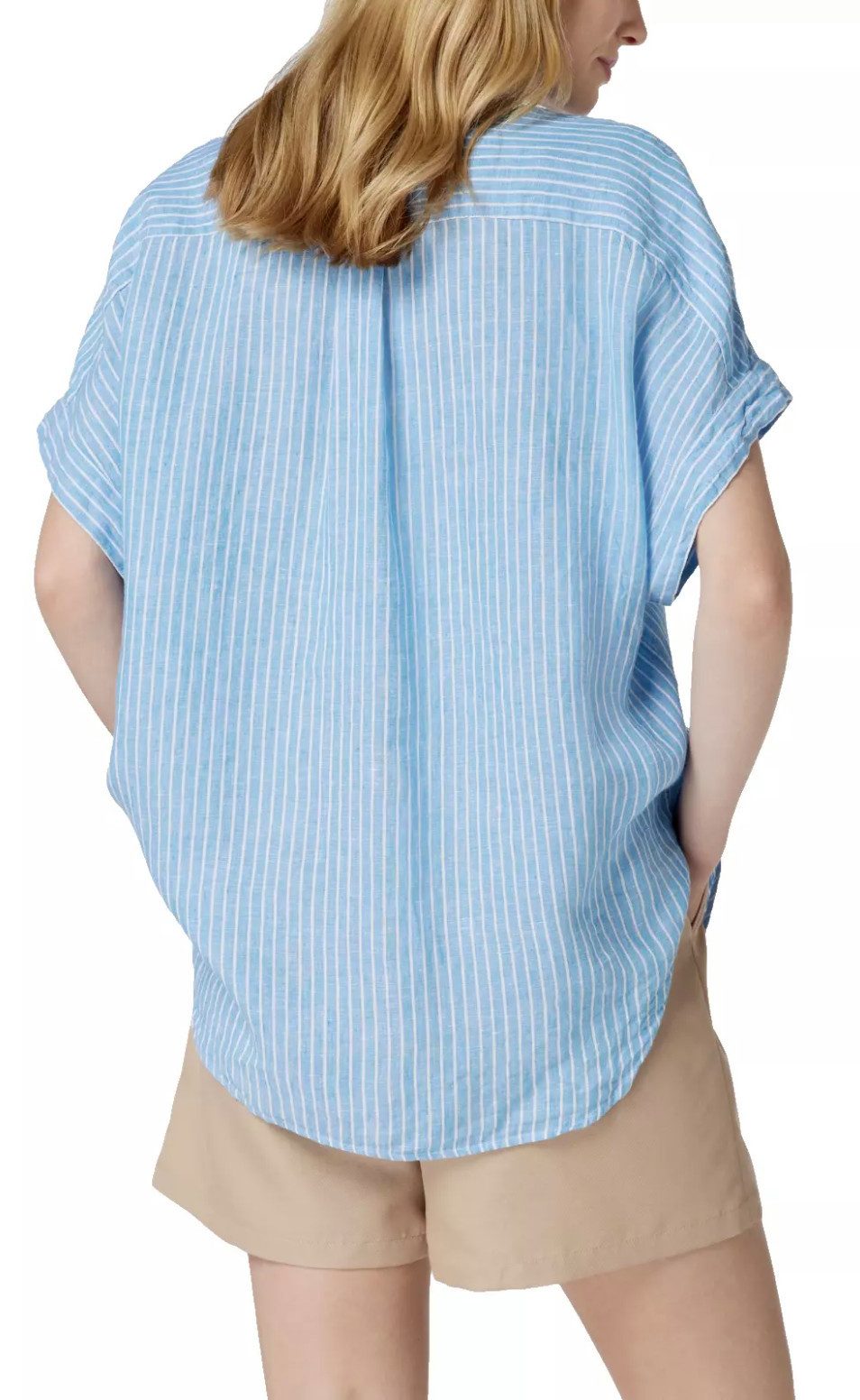 Polo Ralph Lauren Leinenhemd Damen Leinenbluse mit Mao-Kragen Dolman-Ärmel mit fixierten Bündchen, Raffungen am Rückenpasse