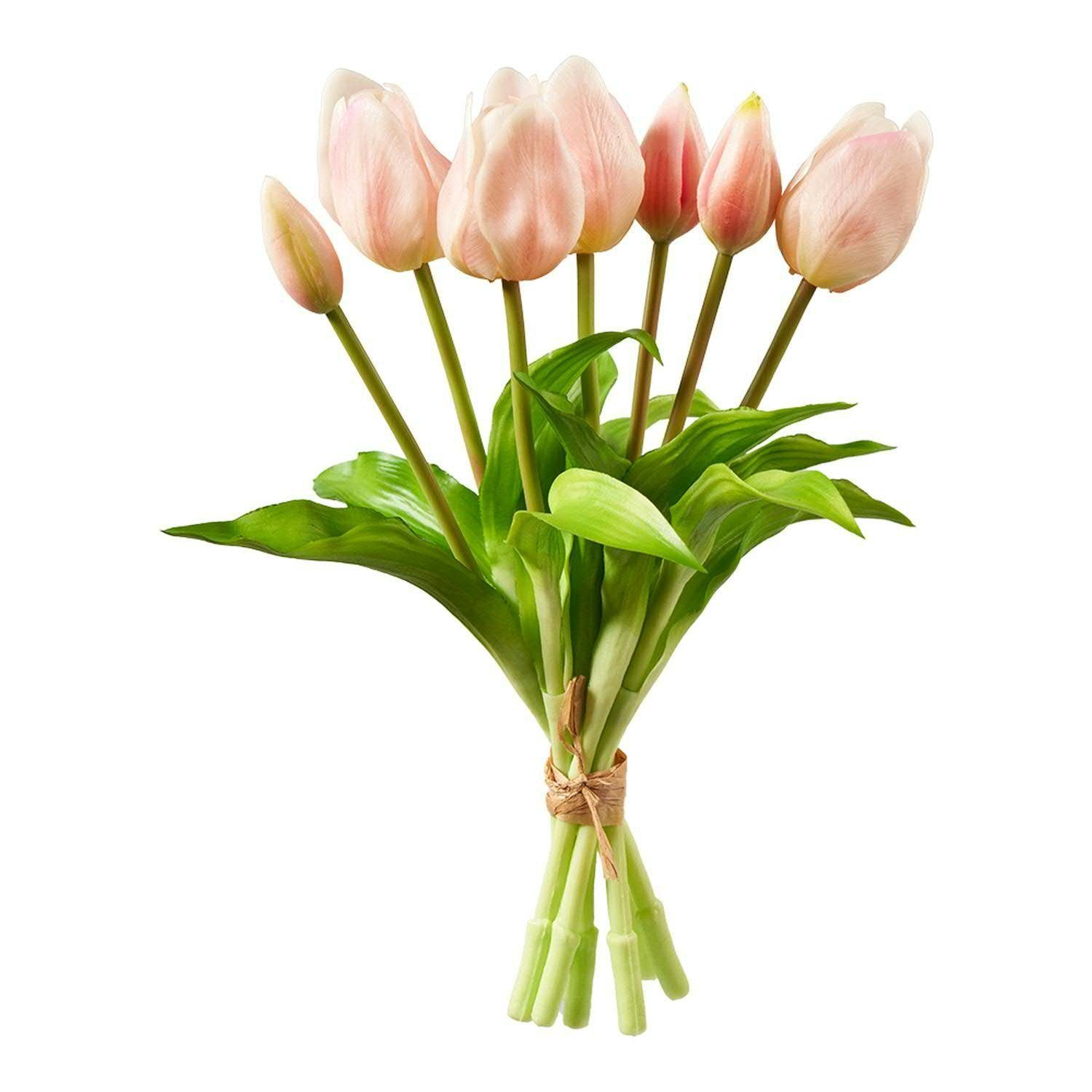 Kunstblumenstrauß Tulpenbund 30cm rosa Tulpen real Florissima Touch