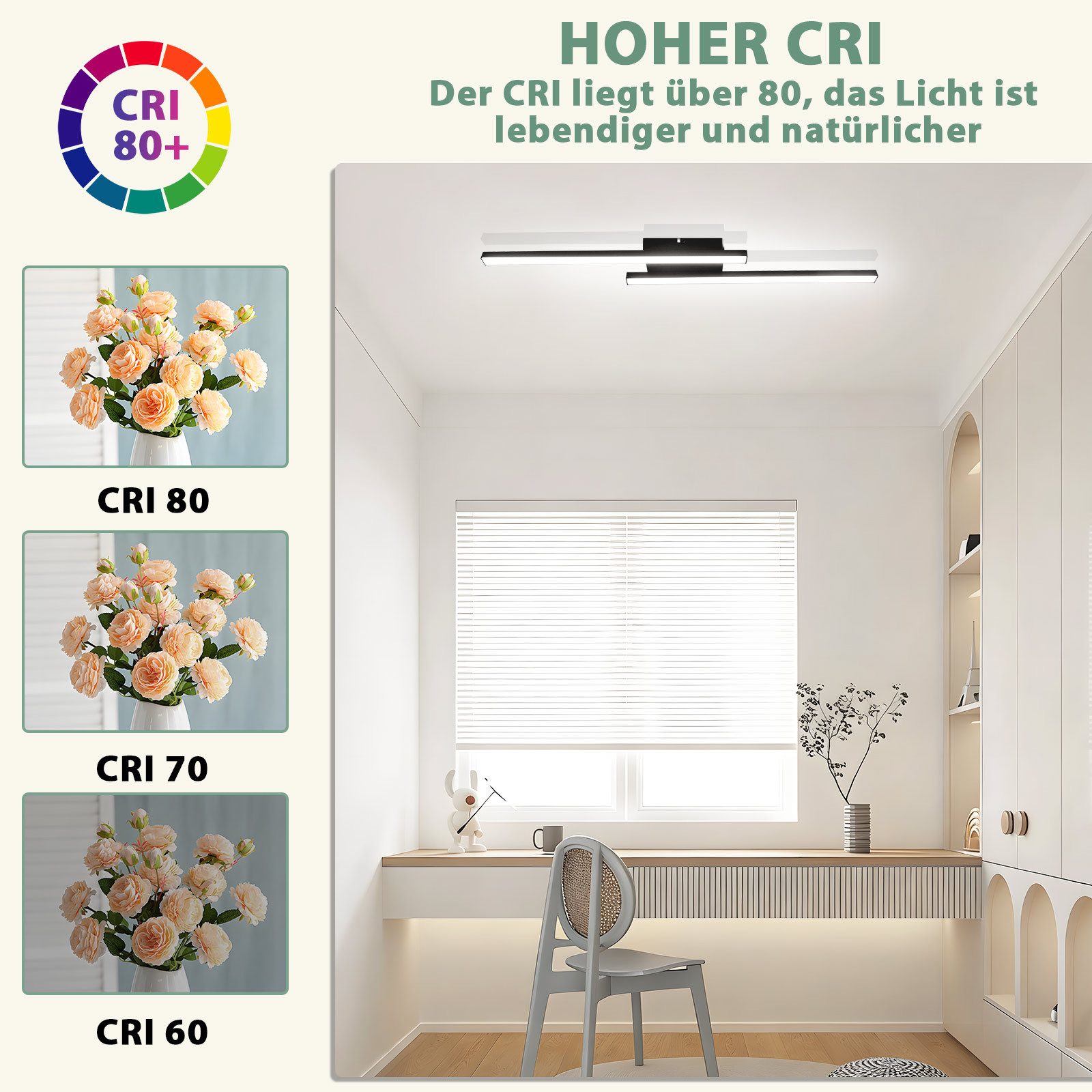 Nettlife LED Deckenleuchte Flur Wohnzimmer Schwarz moderne Kristall Deckenlampe 12/24W, LED fest integriert, ohne Kristalle 12W 61.5*7*4.8cm für Wohnzimmer Flur Schlafzimmer