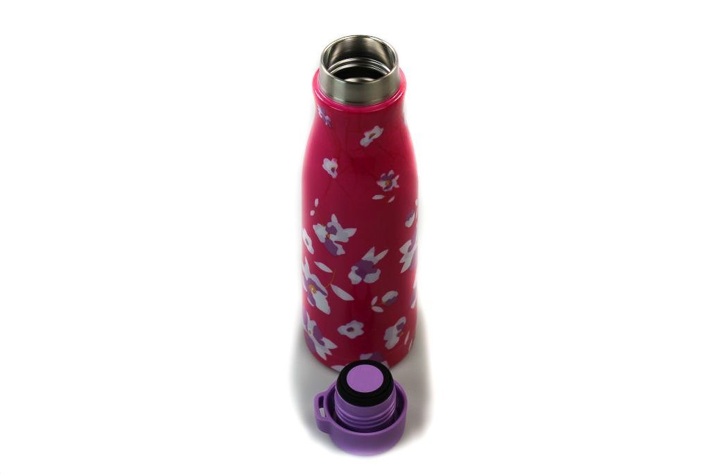 Tupperware Thermoflasche Fashion Flask 410 Ml – Pink Mit Blumenmuster, Ideal Für Unterwegs