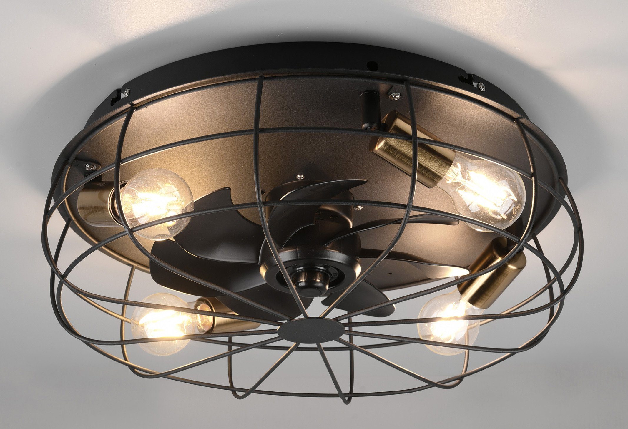 Reality Leuchten Deckenleuchte Trondheim Deckenventilator, Timerfunktion, Ventilatorfunktion, Leuchtmittel wechselbar, Deckenlampe Ventilator getrennt schaltbar