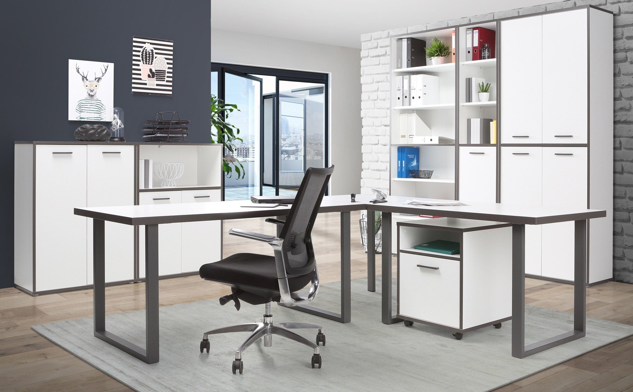 Newroom Verbindungselement Weiß Schreibtisch Büro Verkettungsplatte Modern Schreibtisch Neville,