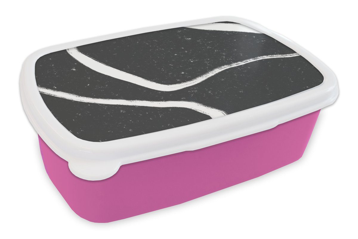 MuchoWow Lunchbox Linie - Minimalismus - Gestaltung, Kunststoff, (2-tlg), Brotbox für Erwachsene, Brotdose Kinder, Snackbox, Mädchen, Kunststoff rosa