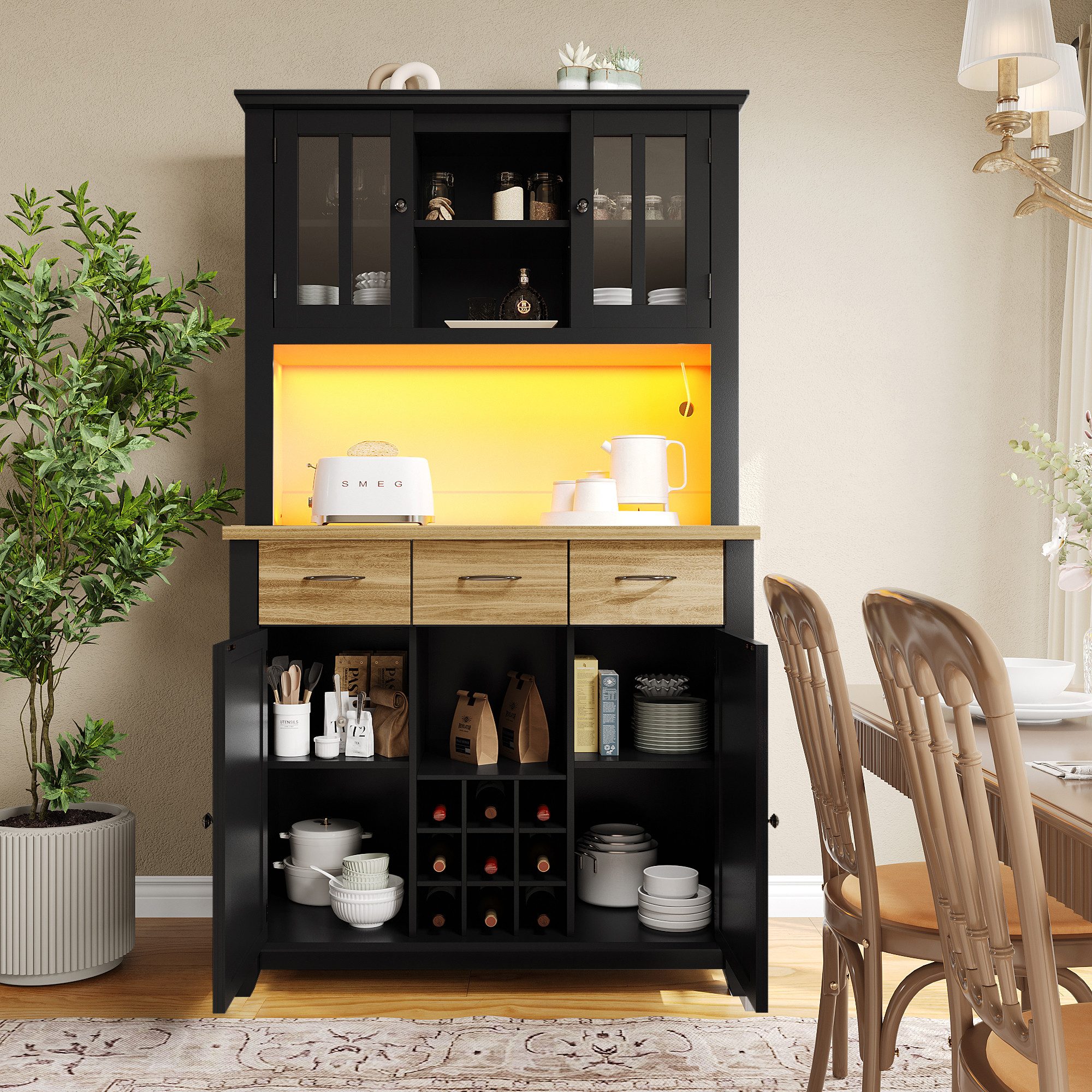 Küchenbuffet Küchenschrank,Hochschrank Küchenbuffet,Vitrinenschrank, Buffetschrank