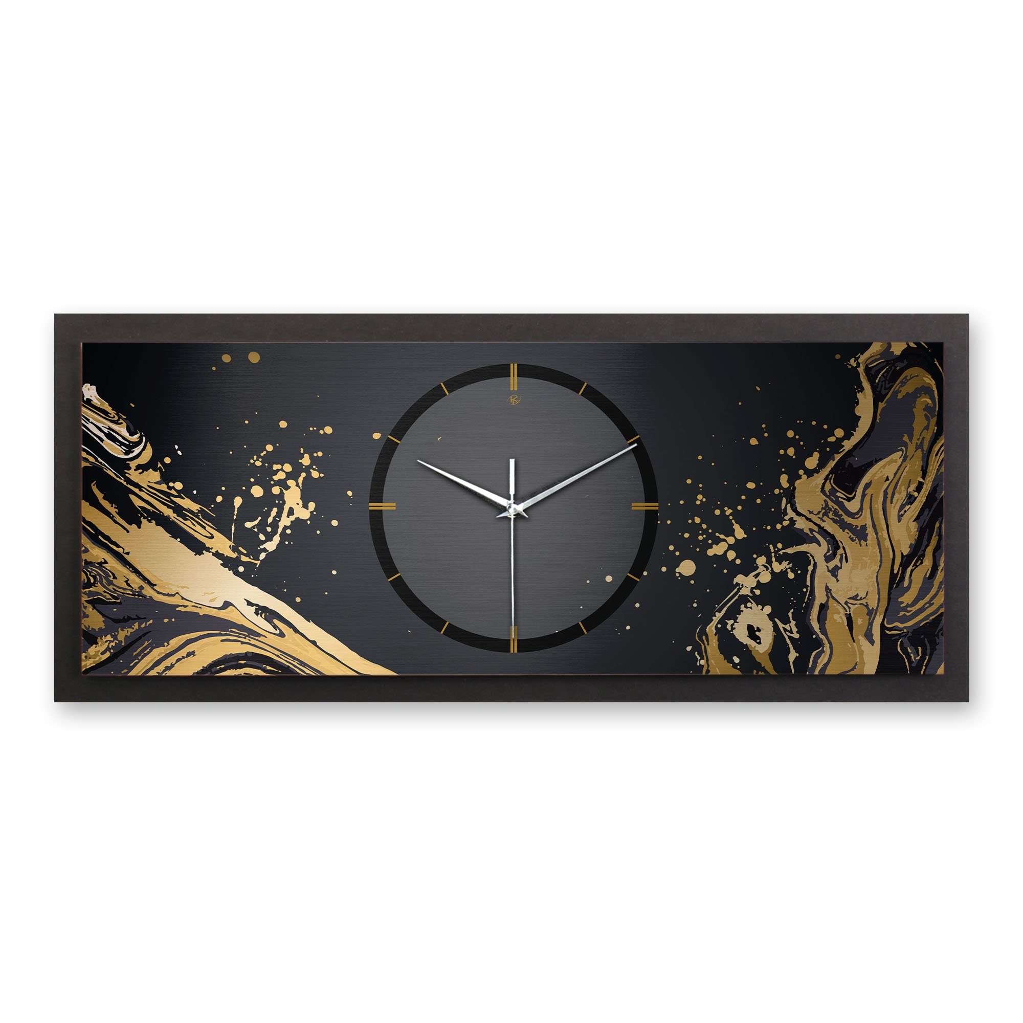 Kreative Feder Wanduhr 3D Designer-Wanduhr Golden Liquid (ohne Ticken, Funk günstig online kaufen