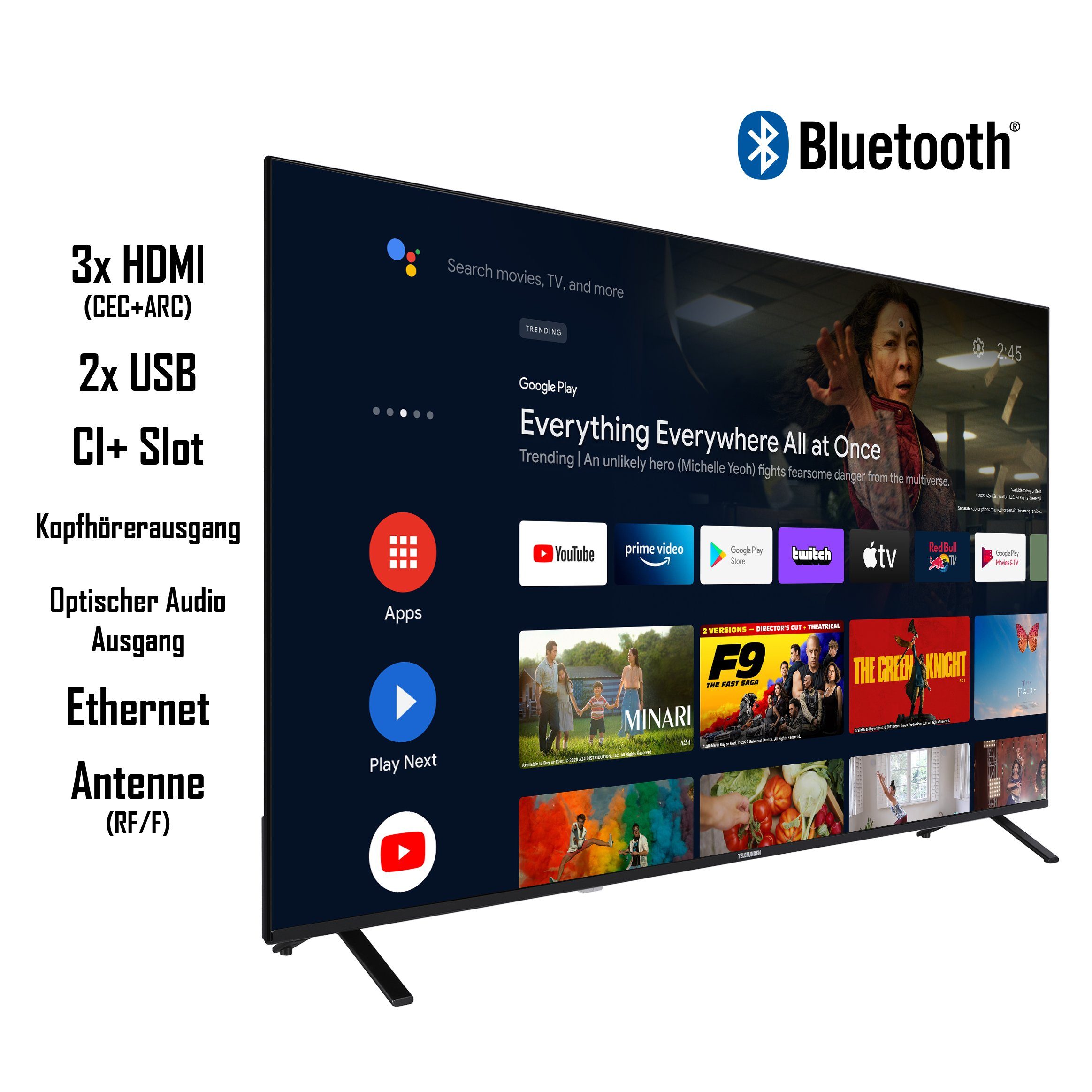 XU50AN751S Ultra HDR HD, Vision, Dolby cm/50 (126 Zoll, Telefunken Fernseher LCD-LED Triple-Tuner, TV, Bluetooth, Dolby Atmos) 4K Android