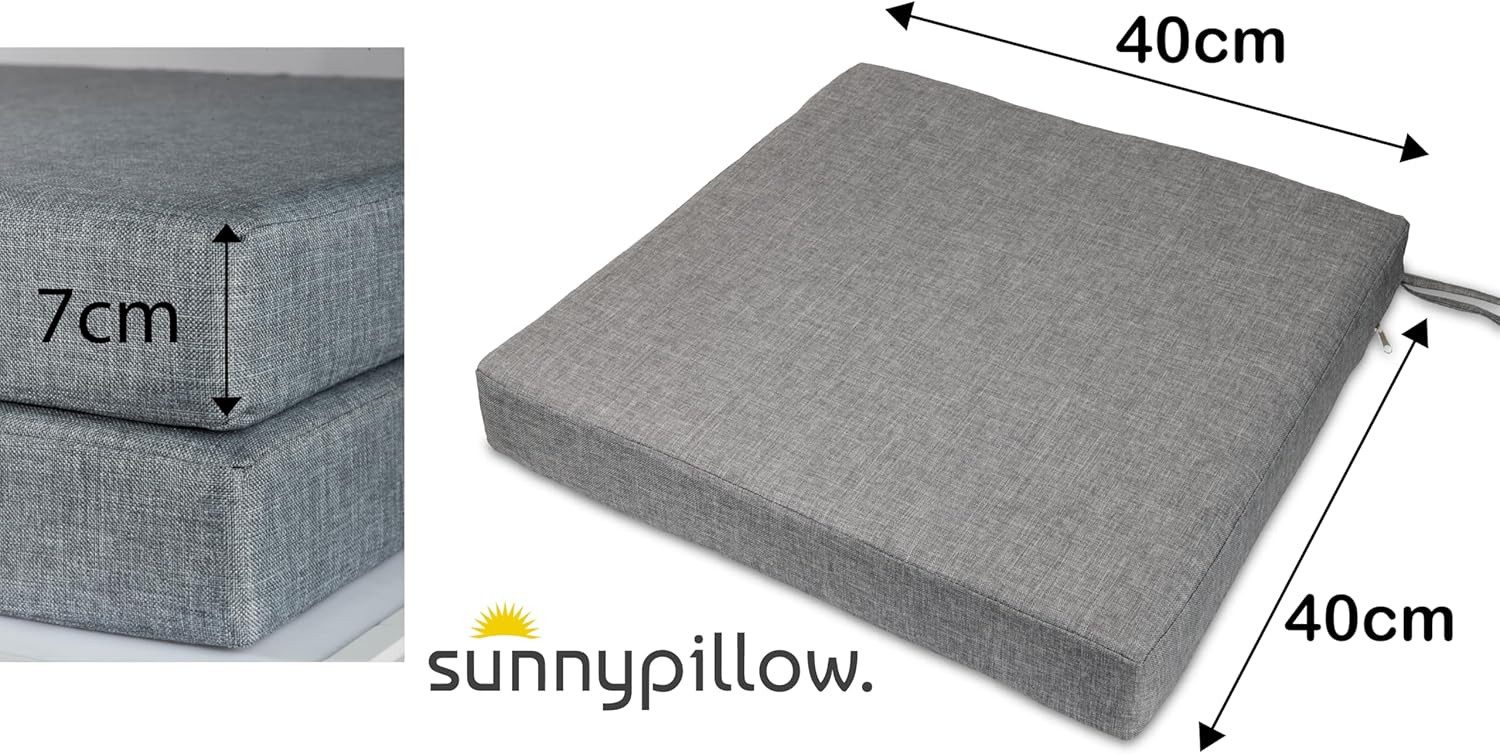 sunnypillow Stuhlkissen 2er Set Stuhlkissen mit Bändern "HAVANA" viele Farben zur Auswahl, Grau