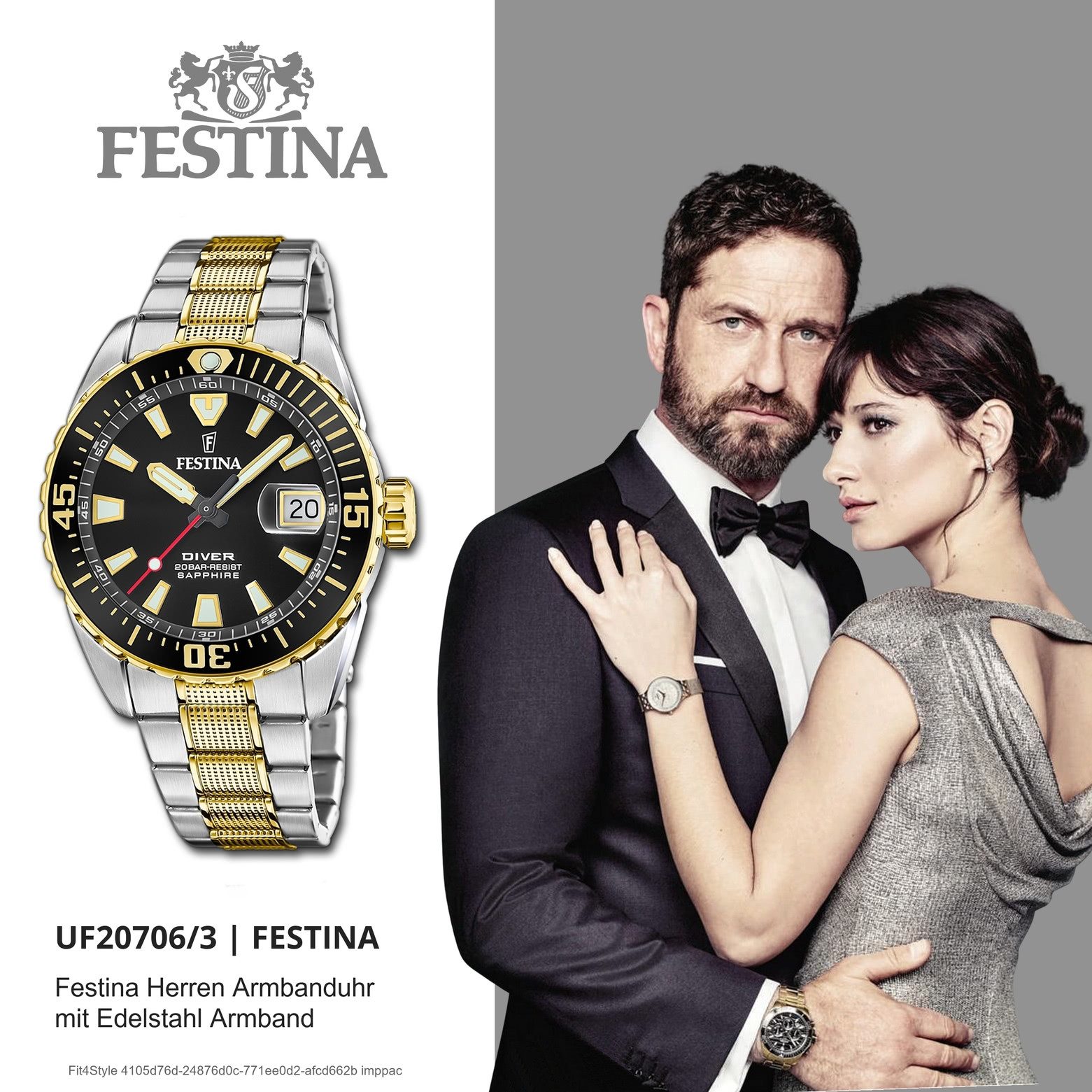 Festina Quarzuhr Festina Herrenuhr The Originals, (Analoguhr), Herren Armbanduhr rund, Edelstahlarmband silber, gold, Casual