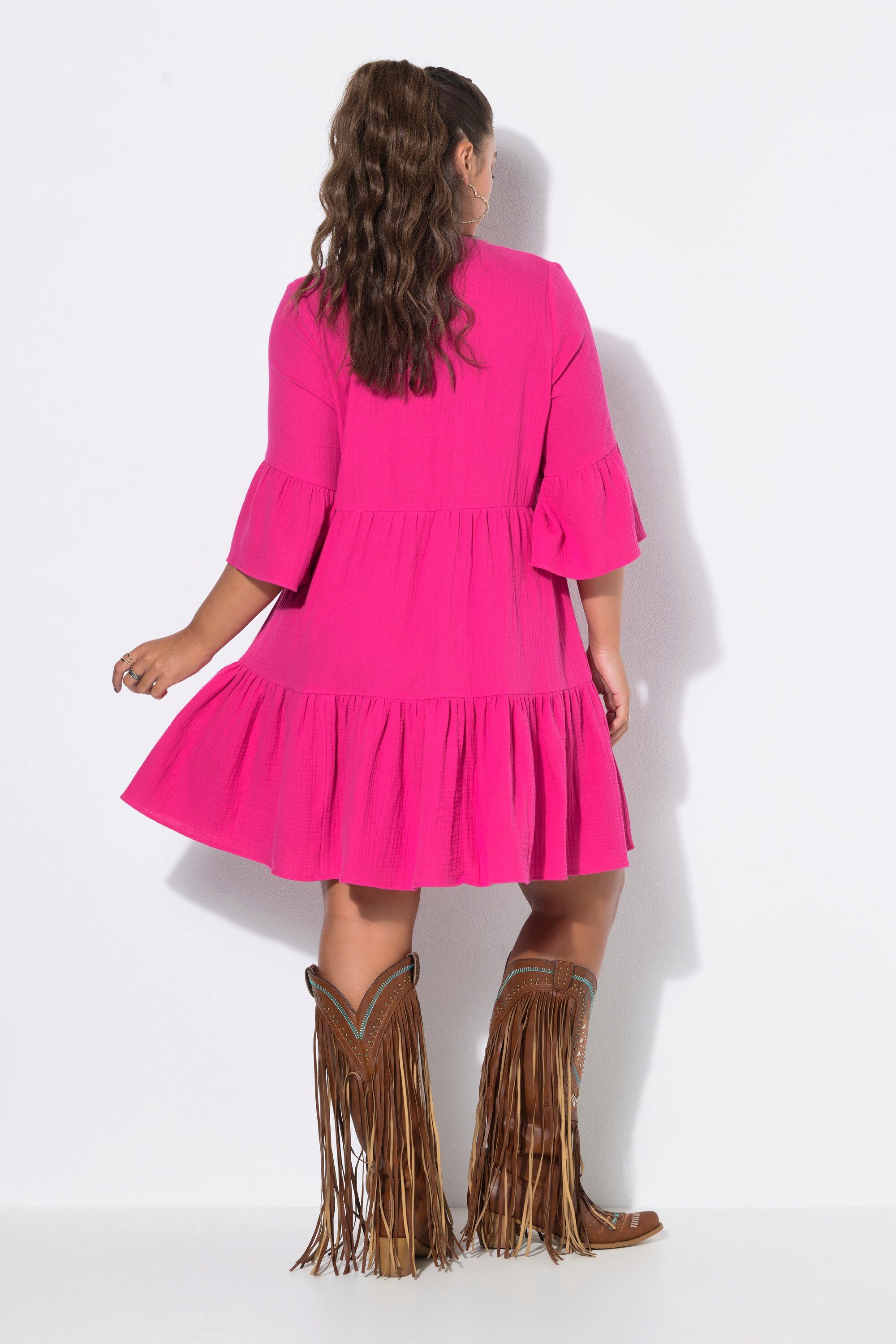 Studio Untold Minikleid Kleid kurze A-Line Musselin Volants – Bild 3 von 4
