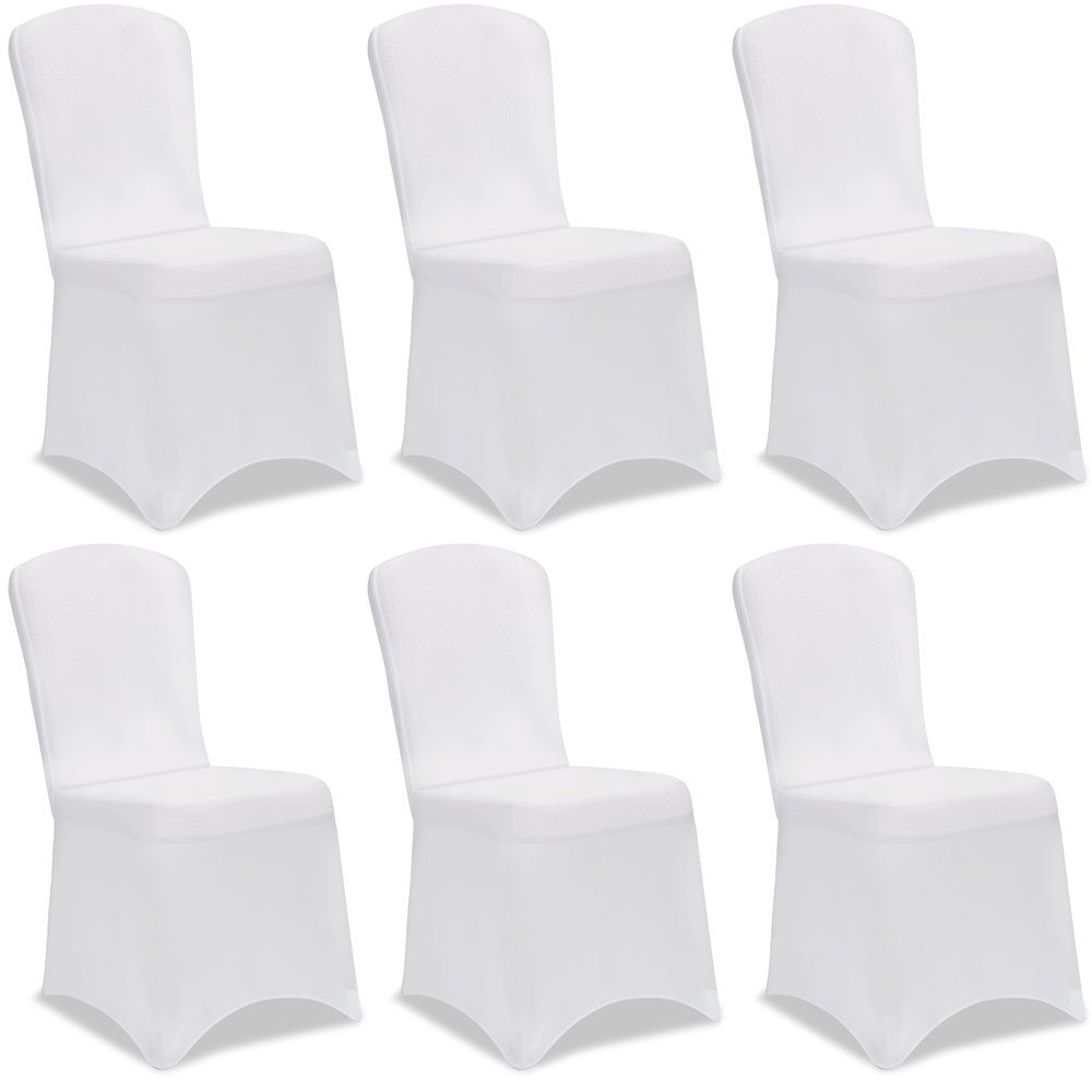 Detex Stuhlhusse, 6er Set Stretch Hussen für Stühle Weiß Hochzeit Stuhlüberzug Bezug