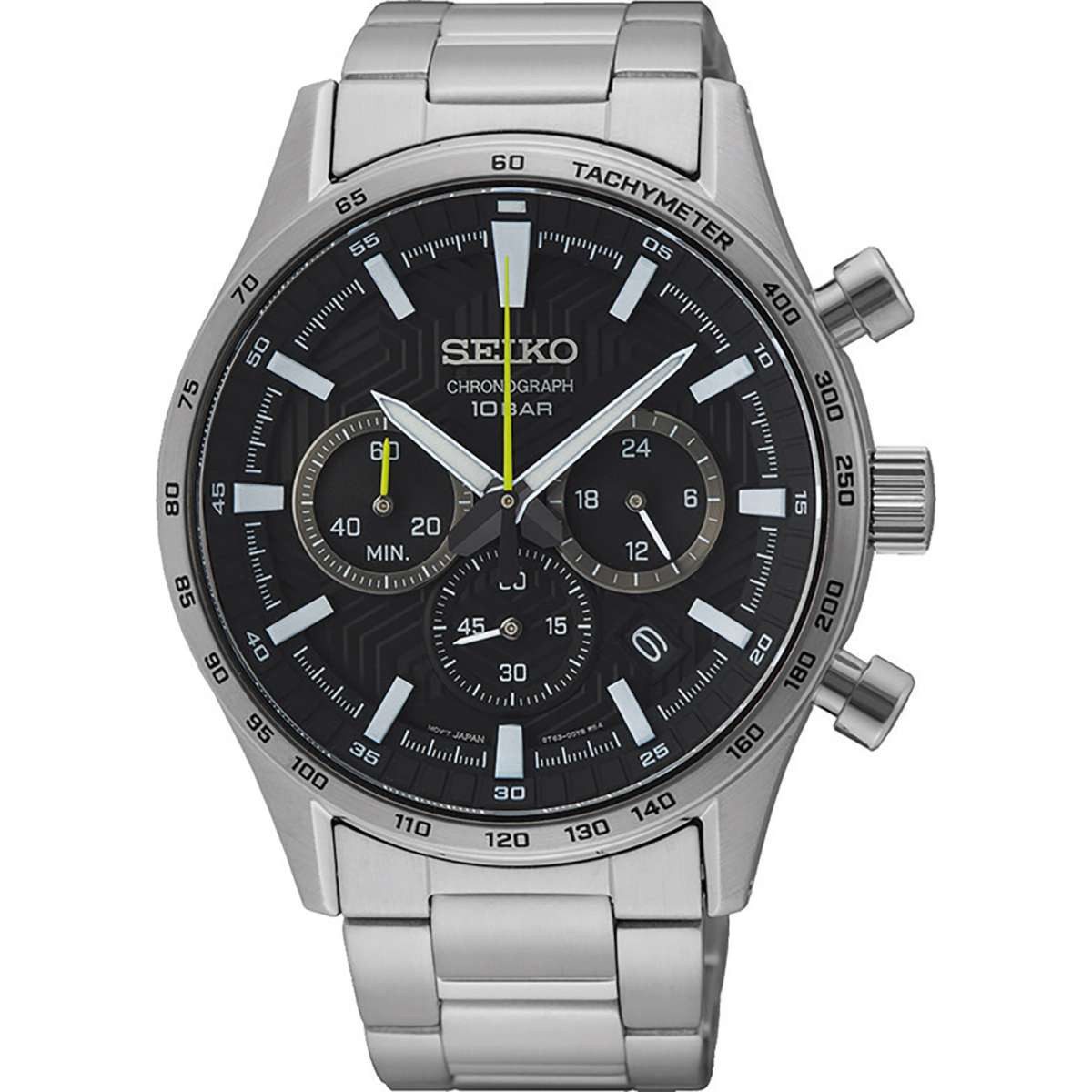 Seiko Quarzuhr SSB413P1, für Herren-Chronograph Stahl/Schwarz