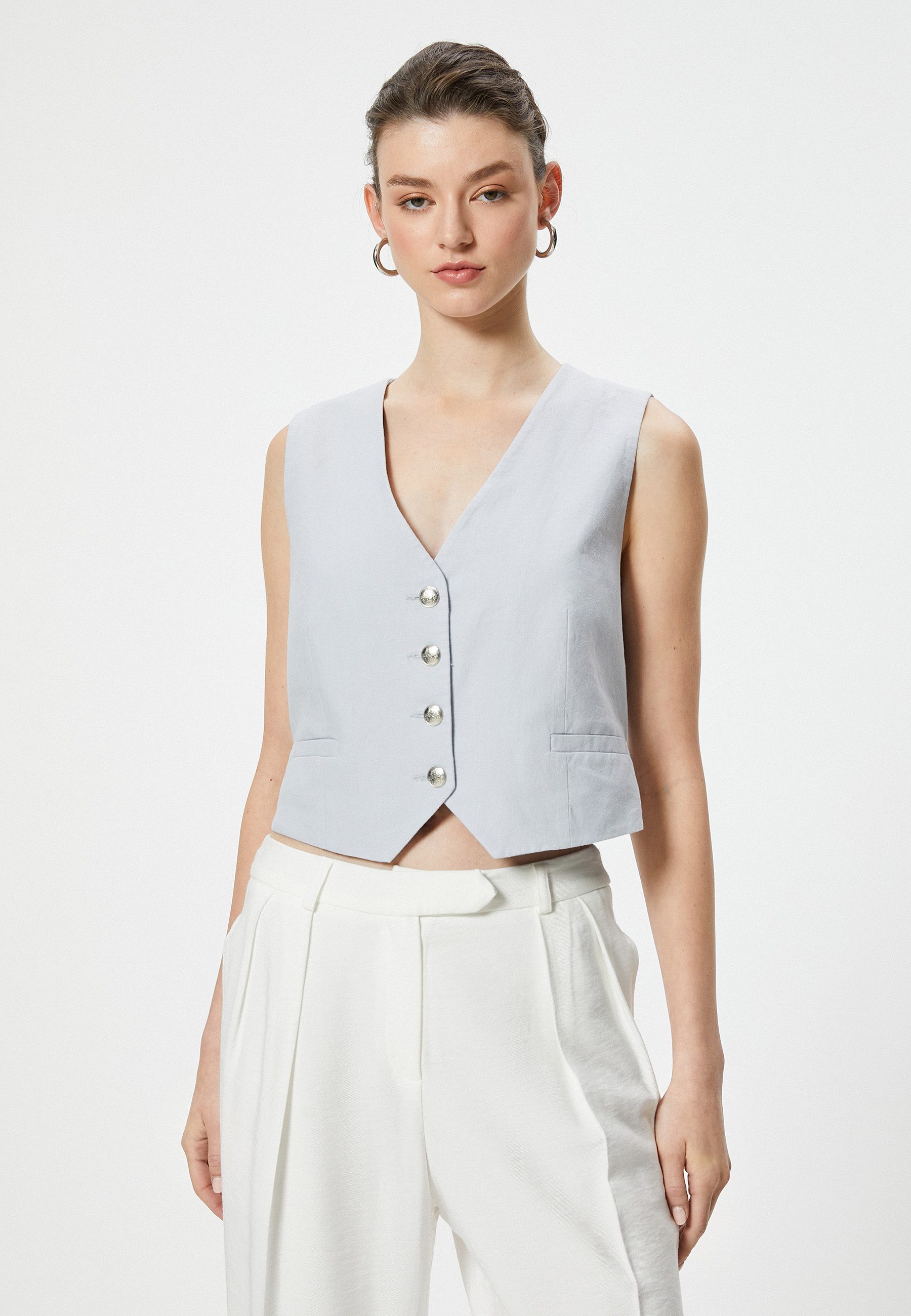 Koton Anzugweste V-Kragen Anzugweste