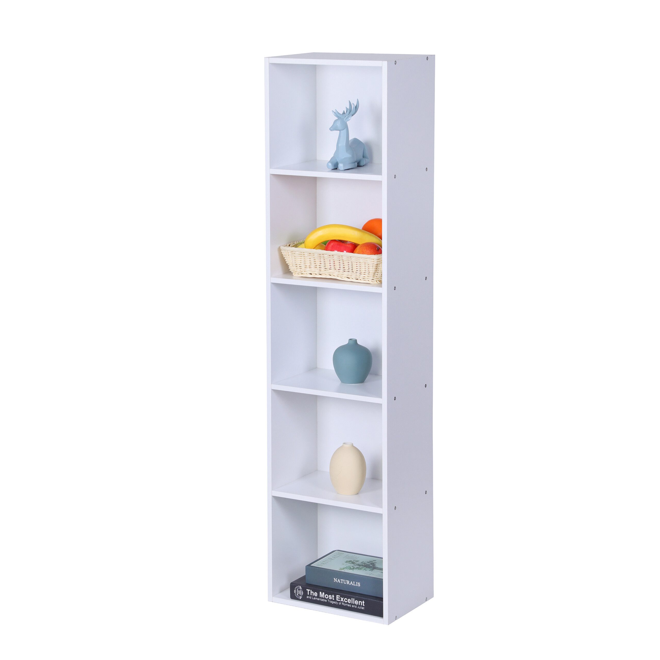 relaxdays Bücherregal Würfelform, 1-tlg., weiß, 5 Fächer