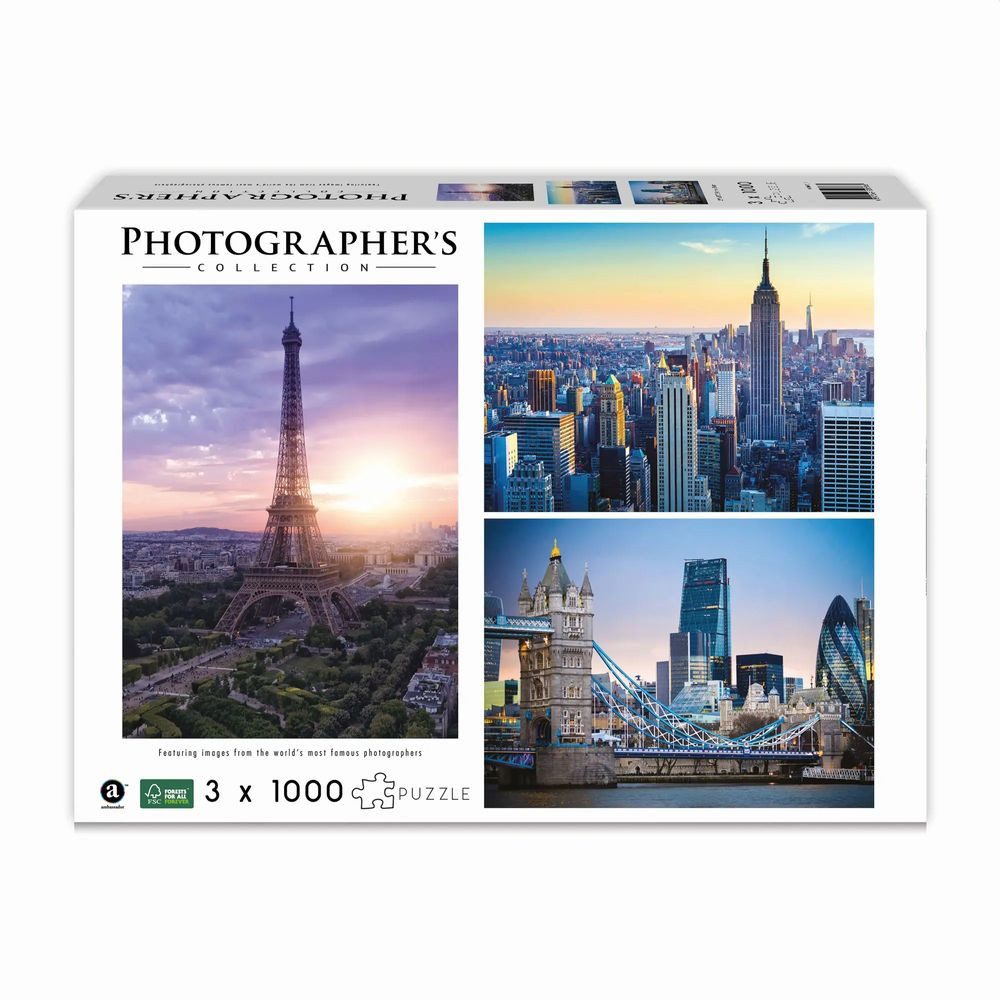 BrainBox Puzzle Ambassador - Wahrzeichen 3x1000 Teile, 1000 Puzzleteile