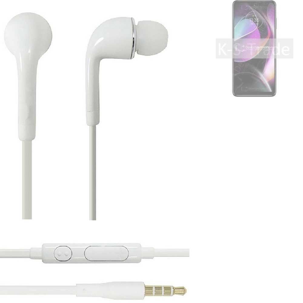 K-S-Trade für Motorola Moto G 5G (2022) In-Ear-Kopfhörer (Kopfhörer Headset mit Mikrofon u Lautstärkeregler weiß 3,5mm)