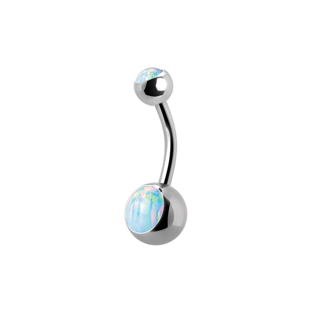 Bauchnabelpiercing Karisma Titan G23 Nabel Stecker Bananabell Opal Weiss 5/8mm Kugeln